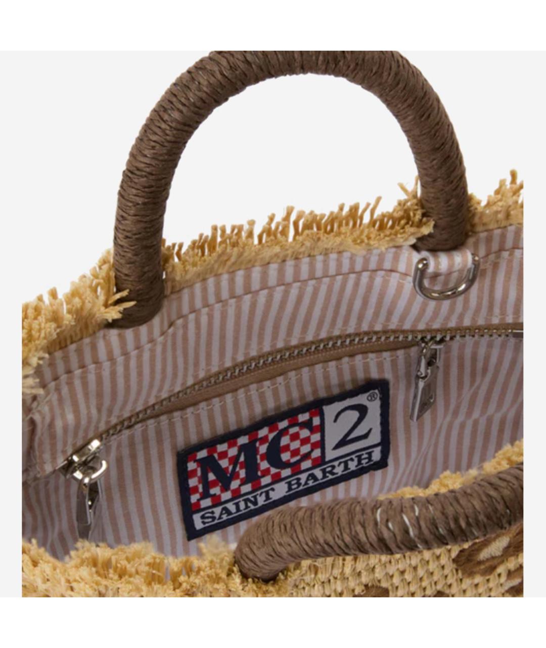 MC2 SAINT BARTH Бежевая пелетеная сумка тоут, фото 4