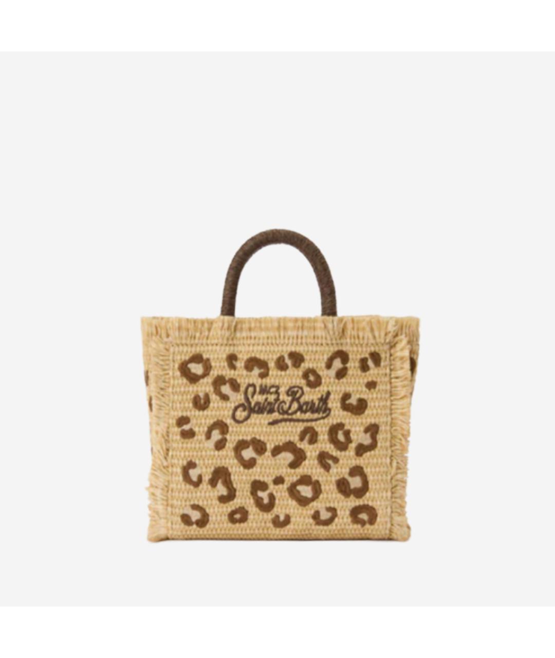 MC2 SAINT BARTH Бежевая пелетеная сумка тоут, фото 3