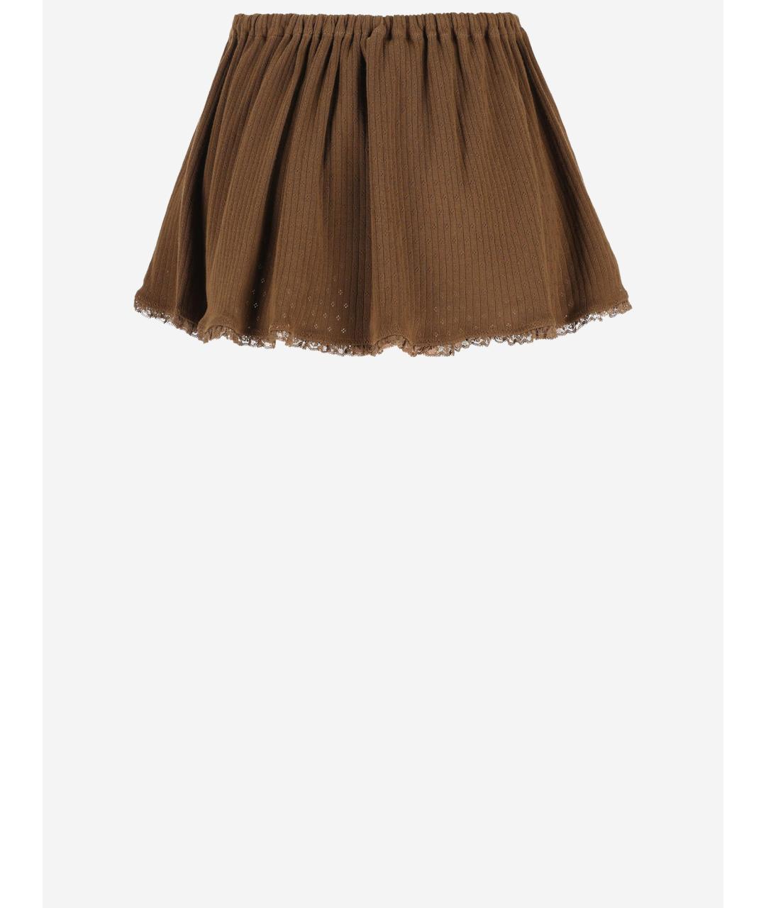 MIU MIU Коричневая хлопковая юбка мини, фото 2