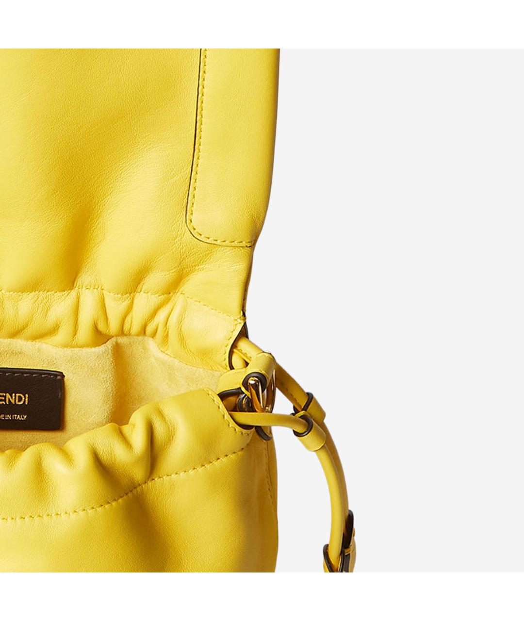 FENDI Желтая кожаная сумка через плечо, фото 4
