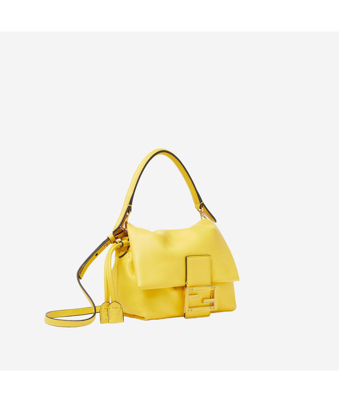 FENDI Желтая кожаная сумка через плечо, фото 2