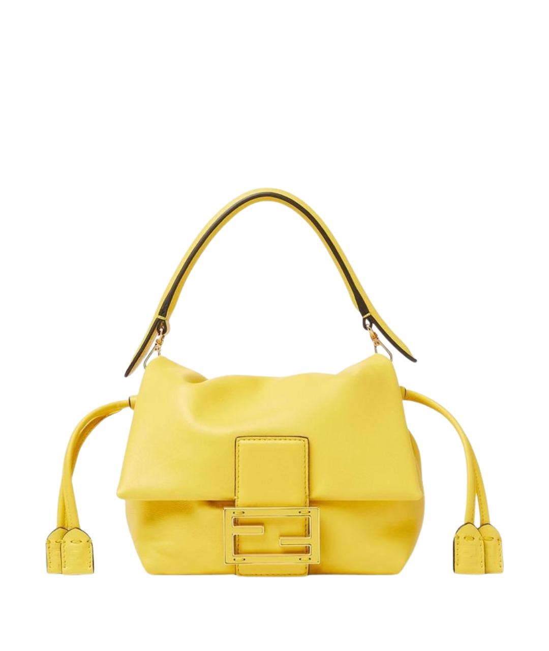 FENDI Желтая кожаная сумка через плечо, фото 1