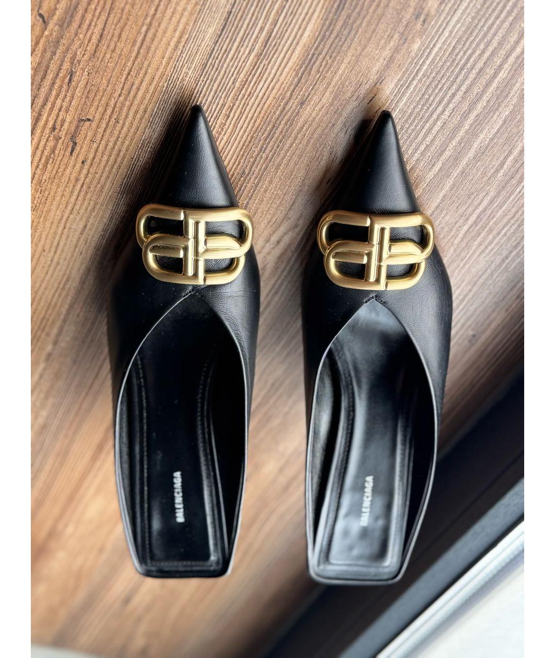 BALENCIAGA Черные кожаные мюли, фото 3