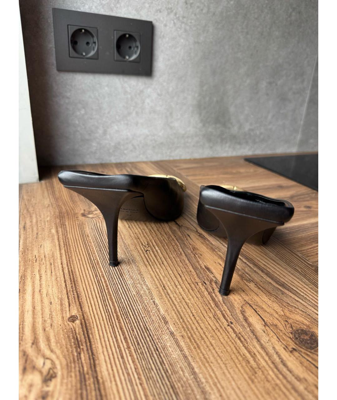 BALENCIAGA Черные кожаные мюли, фото 4