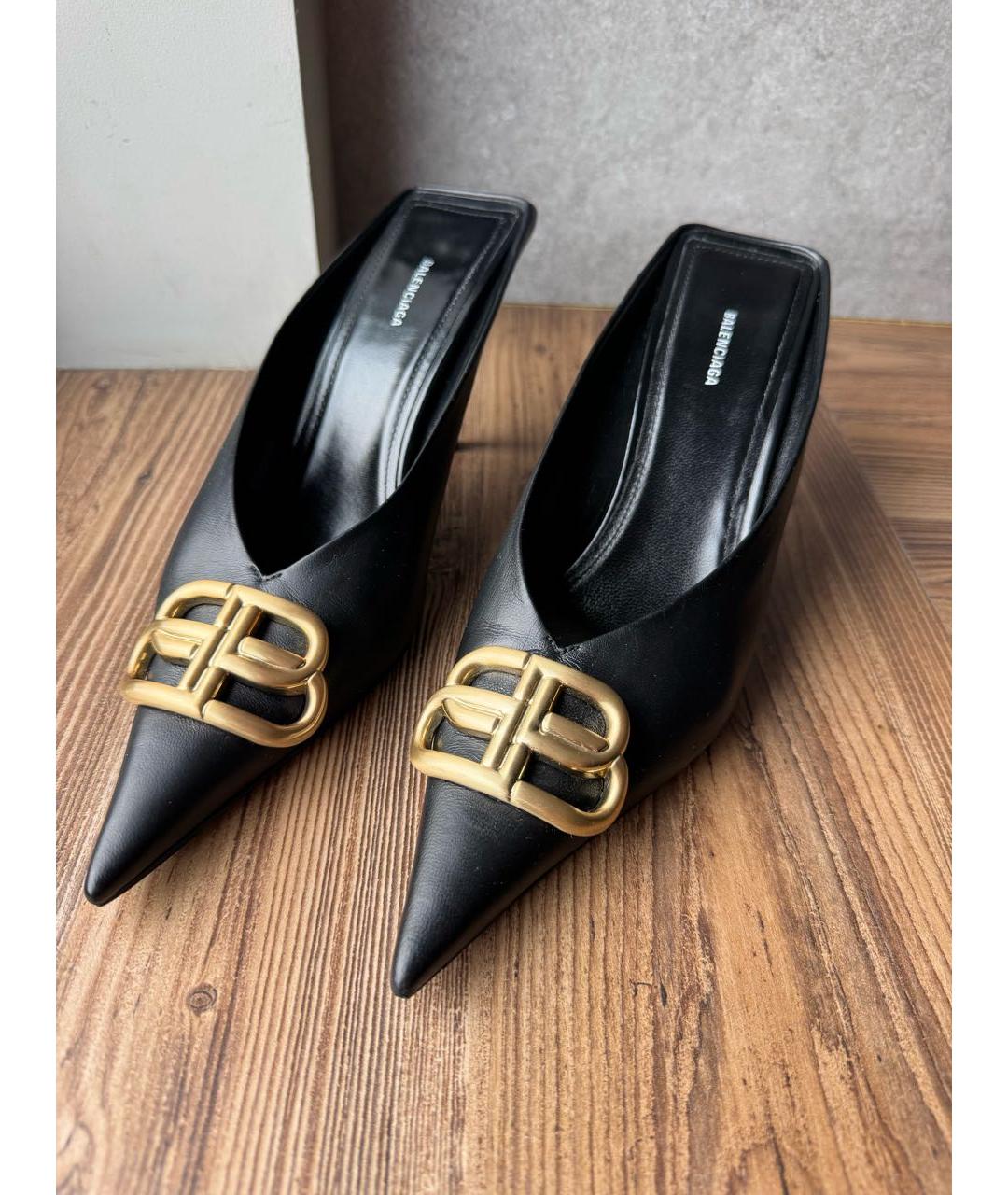 BALENCIAGA Черные кожаные мюли, фото 7