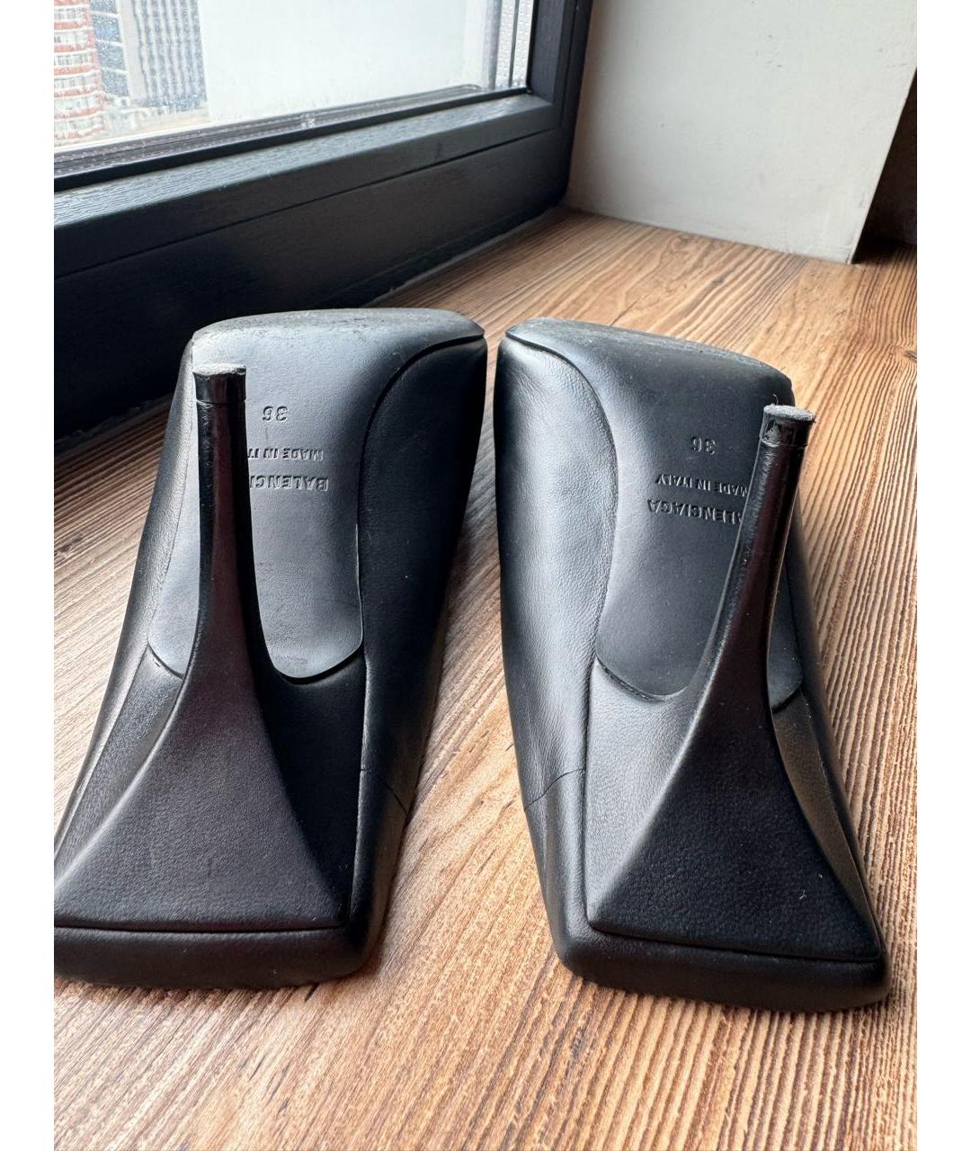 BALENCIAGA Черные кожаные мюли, фото 5