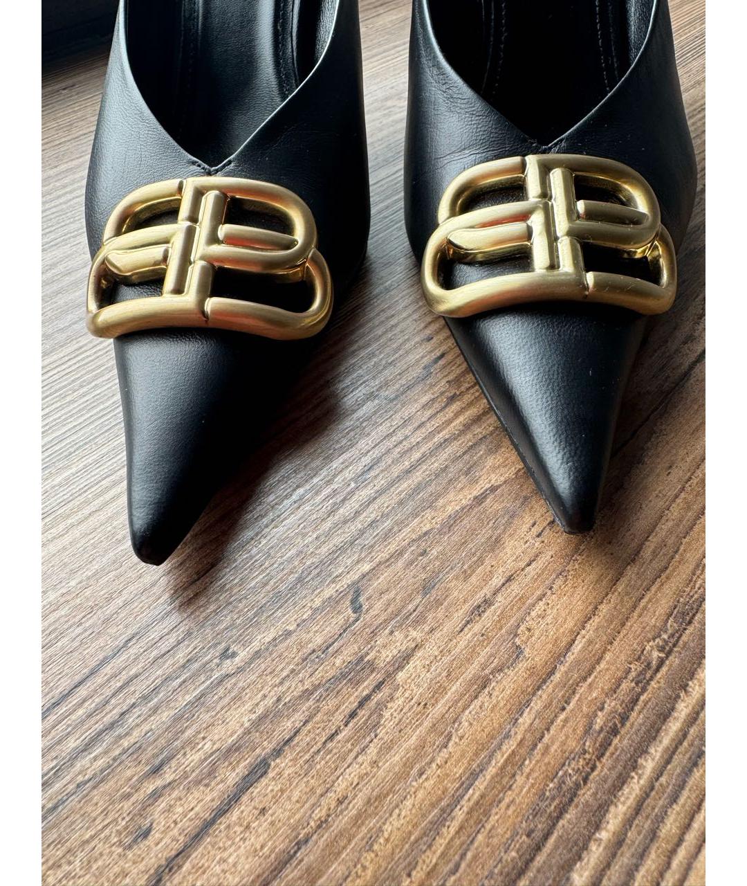 BALENCIAGA Черные кожаные мюли, фото 6