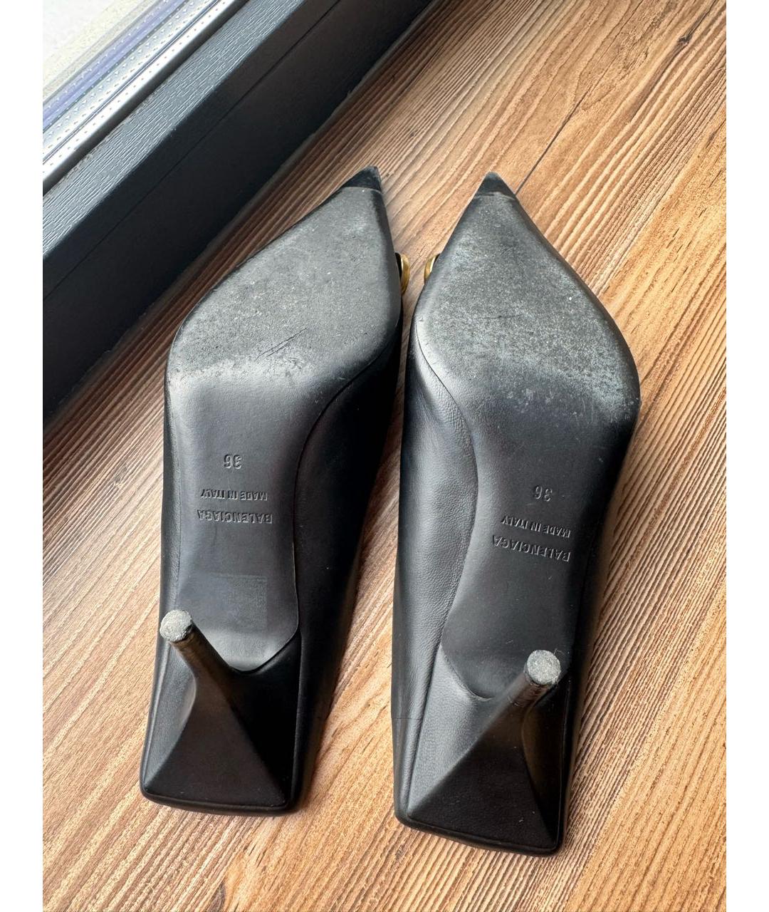 BALENCIAGA Черные кожаные мюли, фото 8