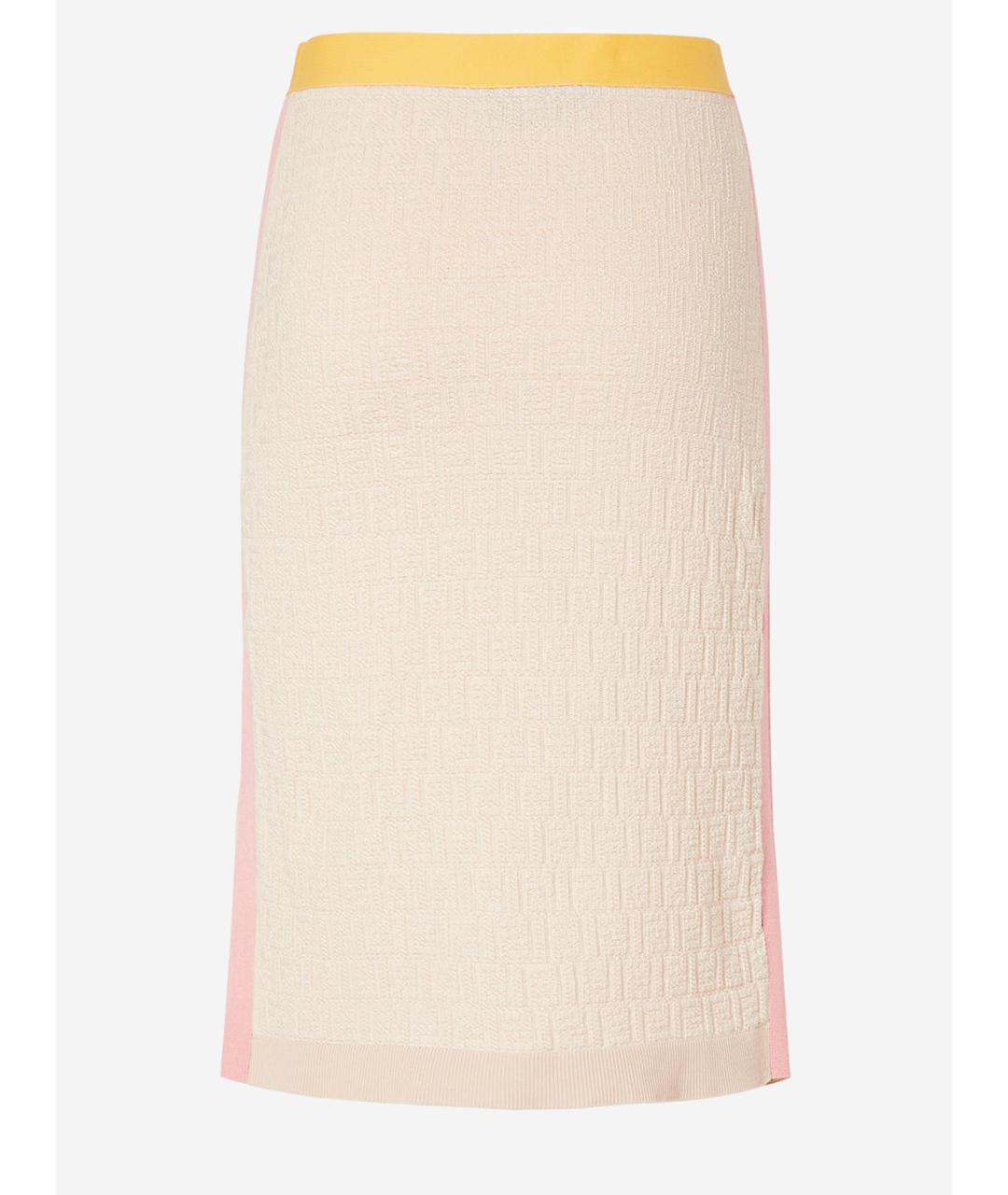 FENDI Бежевая хлопковая юбка миди, фото 2