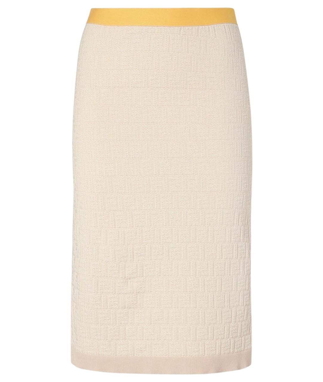 FENDI Бежевая хлопковая юбка миди, фото 1