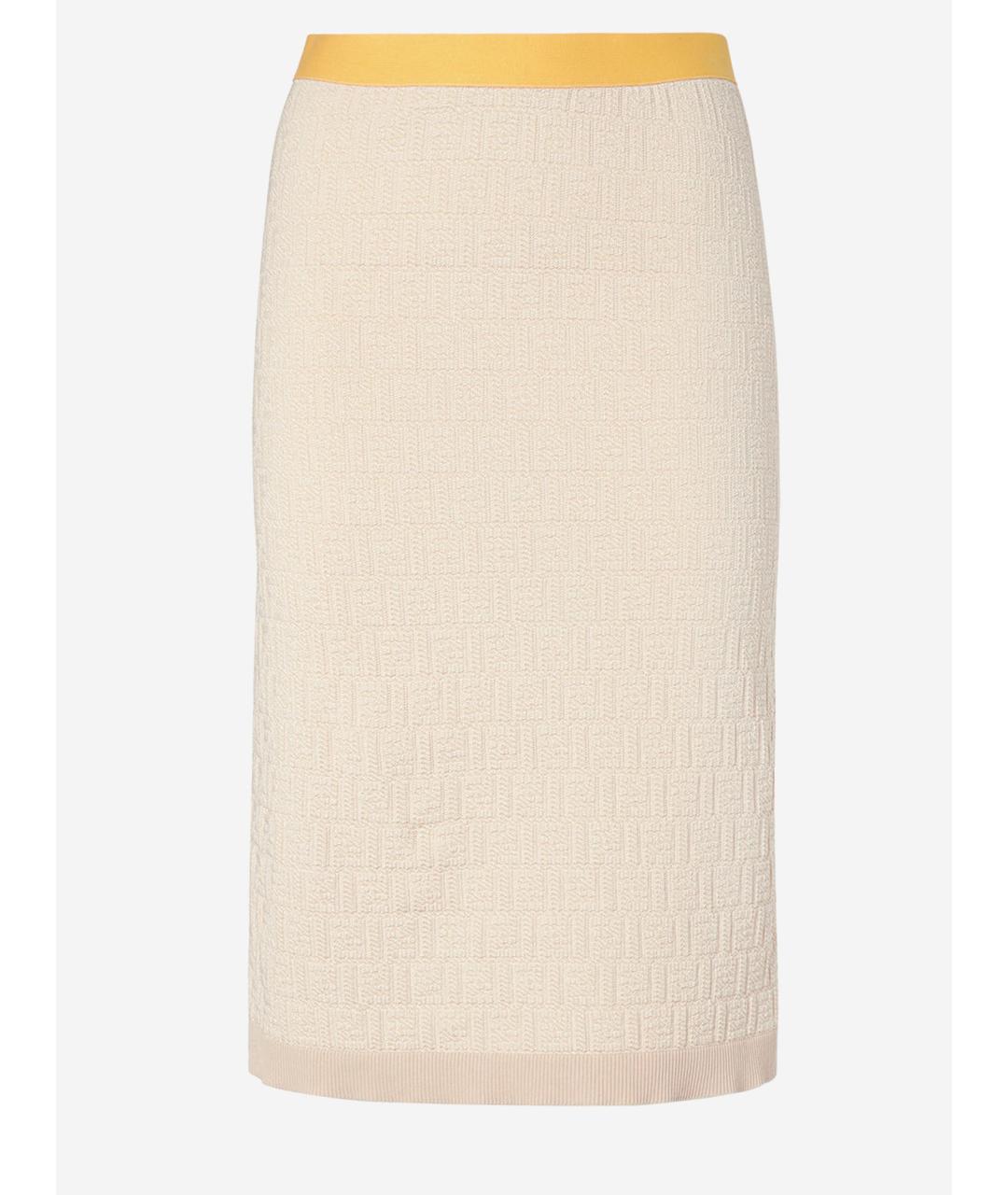 FENDI Бежевая хлопковая юбка миди, фото 4