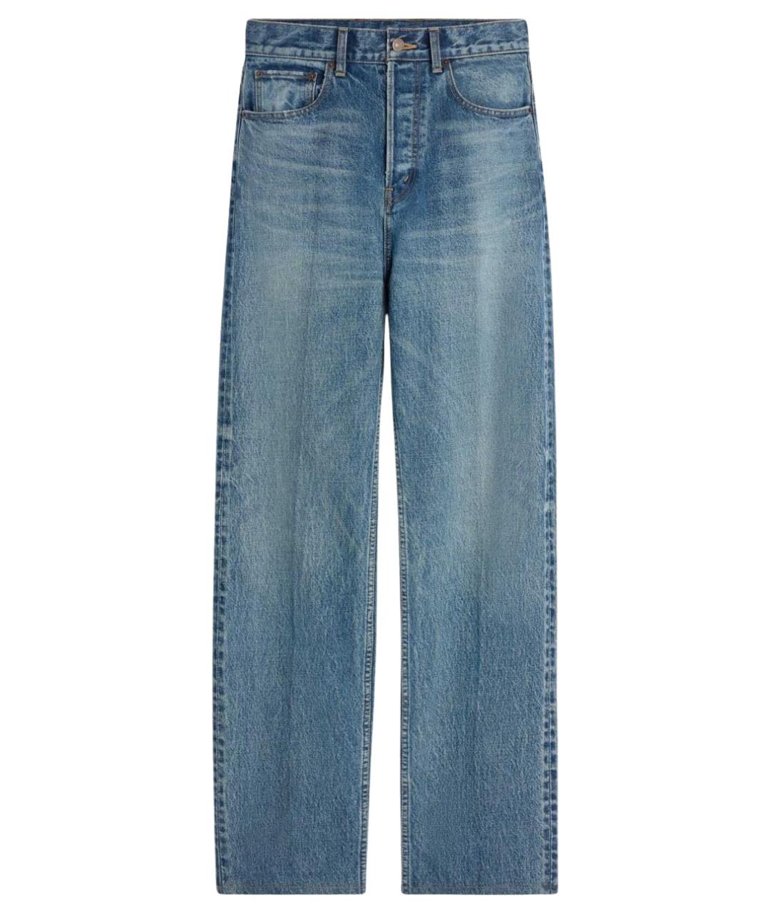 CELINE Синие хлопковые прямые джинсы, фото 1