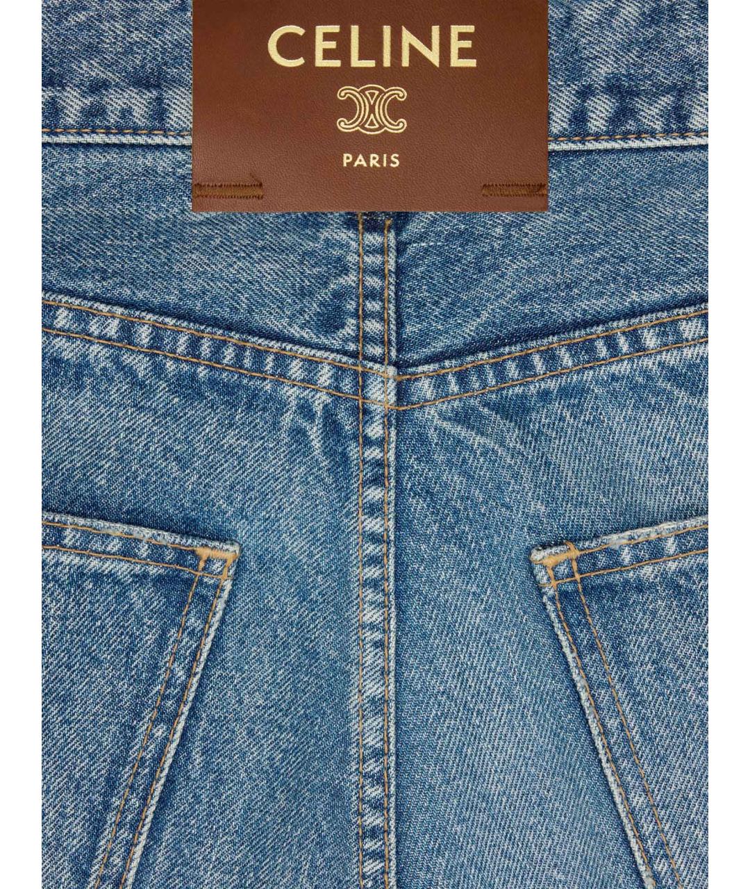 CELINE Синие хлопковые прямые джинсы, фото 3