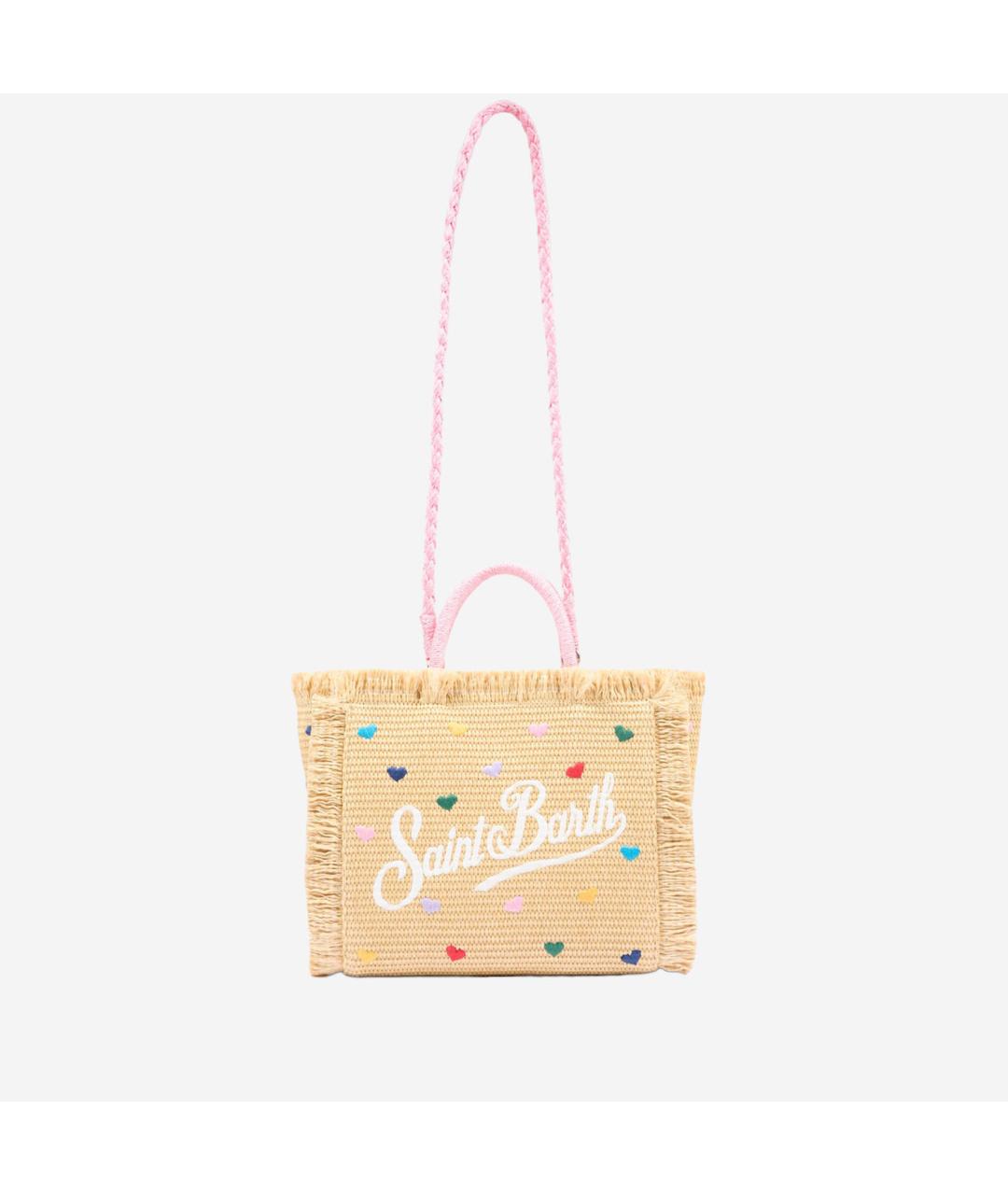 MC2 SAINT BARTH Бежевая пелетеная сумка тоут, фото 2