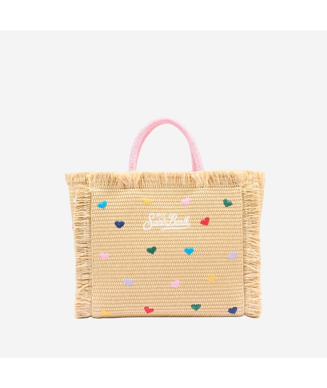 MC2 SAINT BARTH Бежевая пелетеная сумка тоут, фото 4