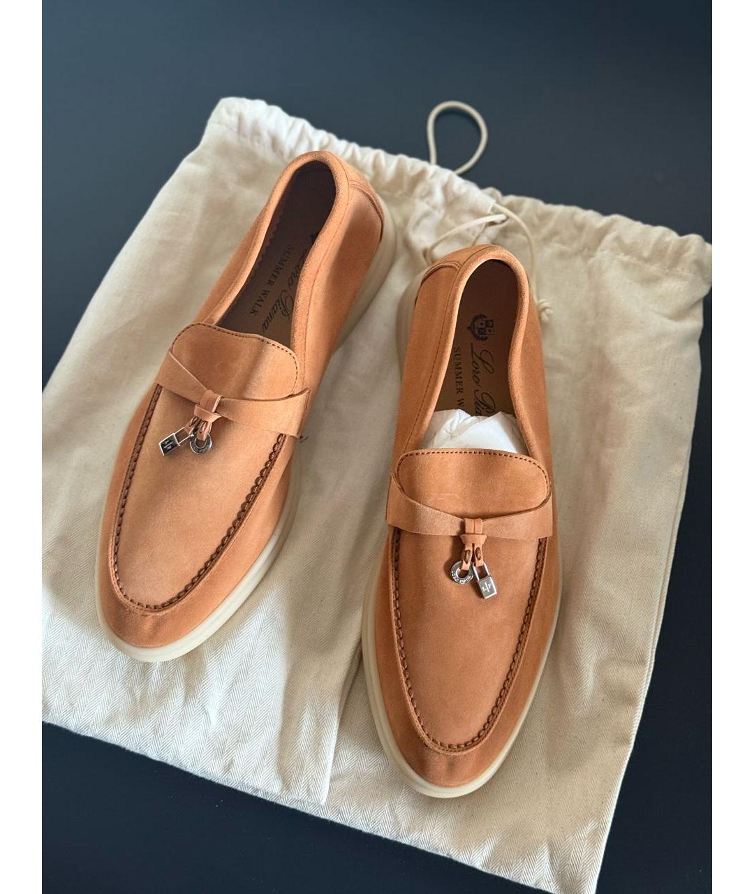 LORO PIANA Горчичные замшевые лоферы, фото 2