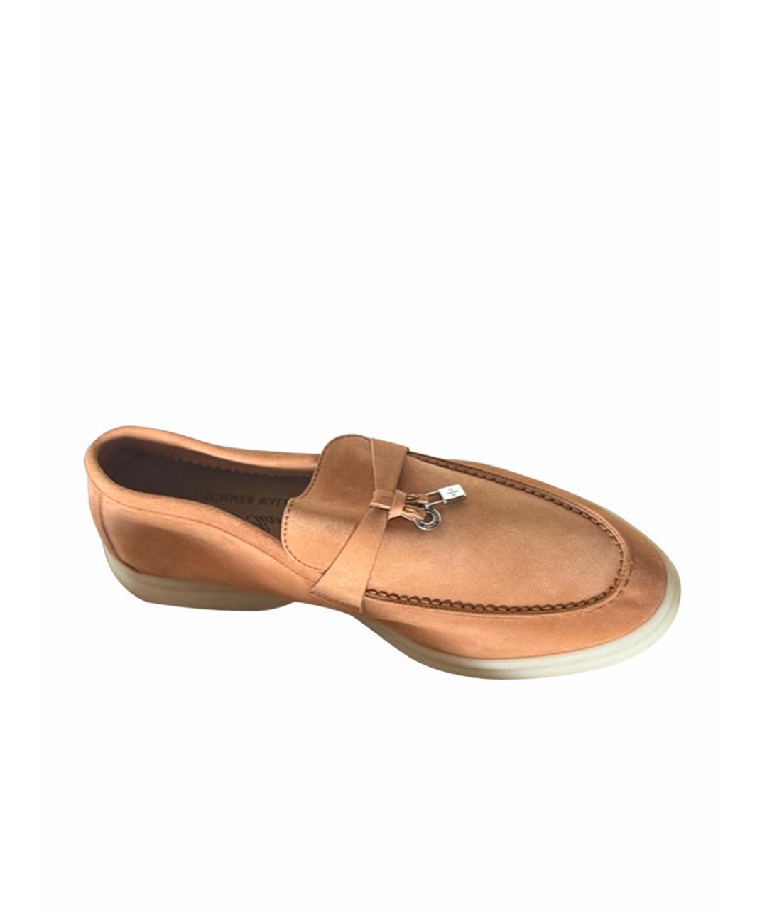 LORO PIANA Горчичные замшевые лоферы, фото 1