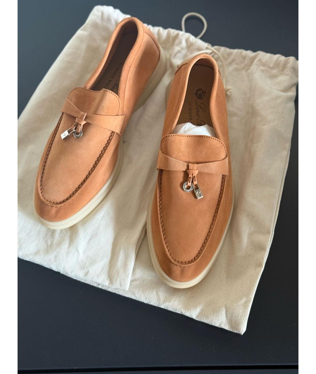 LORO PIANA Горчичные замшевые лоферы, фото 5