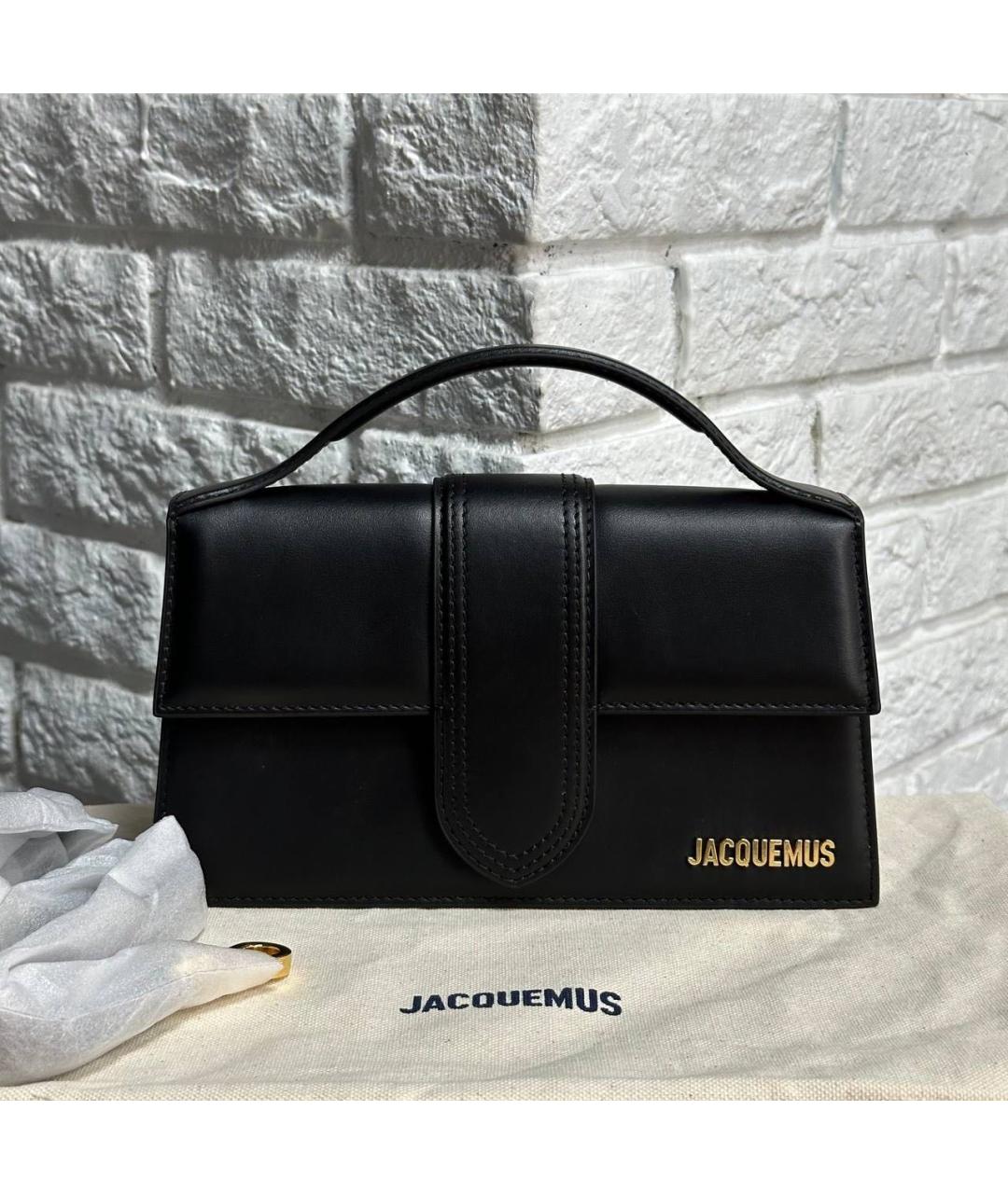 JACQUEMUS Черная кожаная сумка через плечо, фото 2