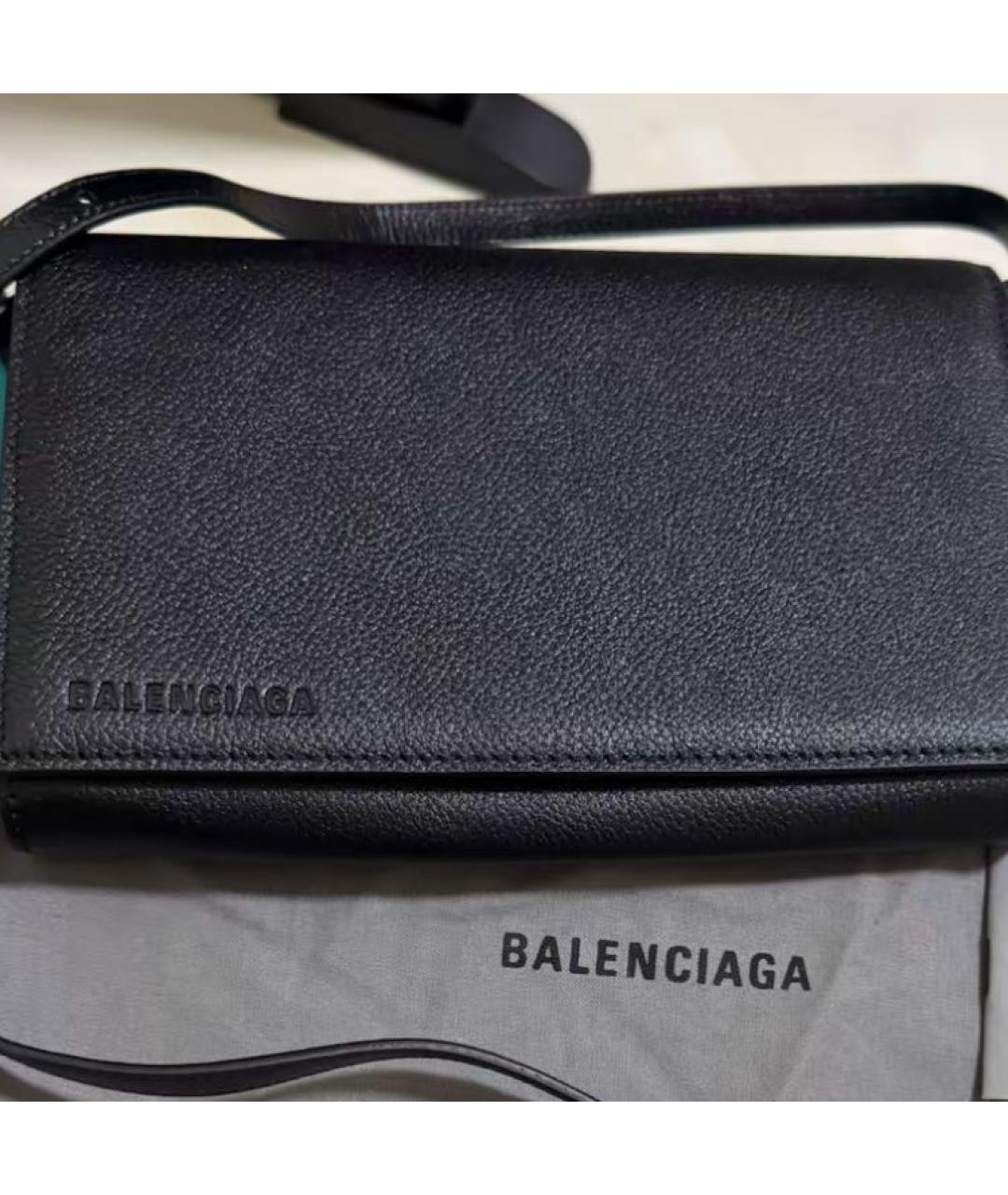 BALENCIAGA Черная кожаная сумка через плечо, фото 4