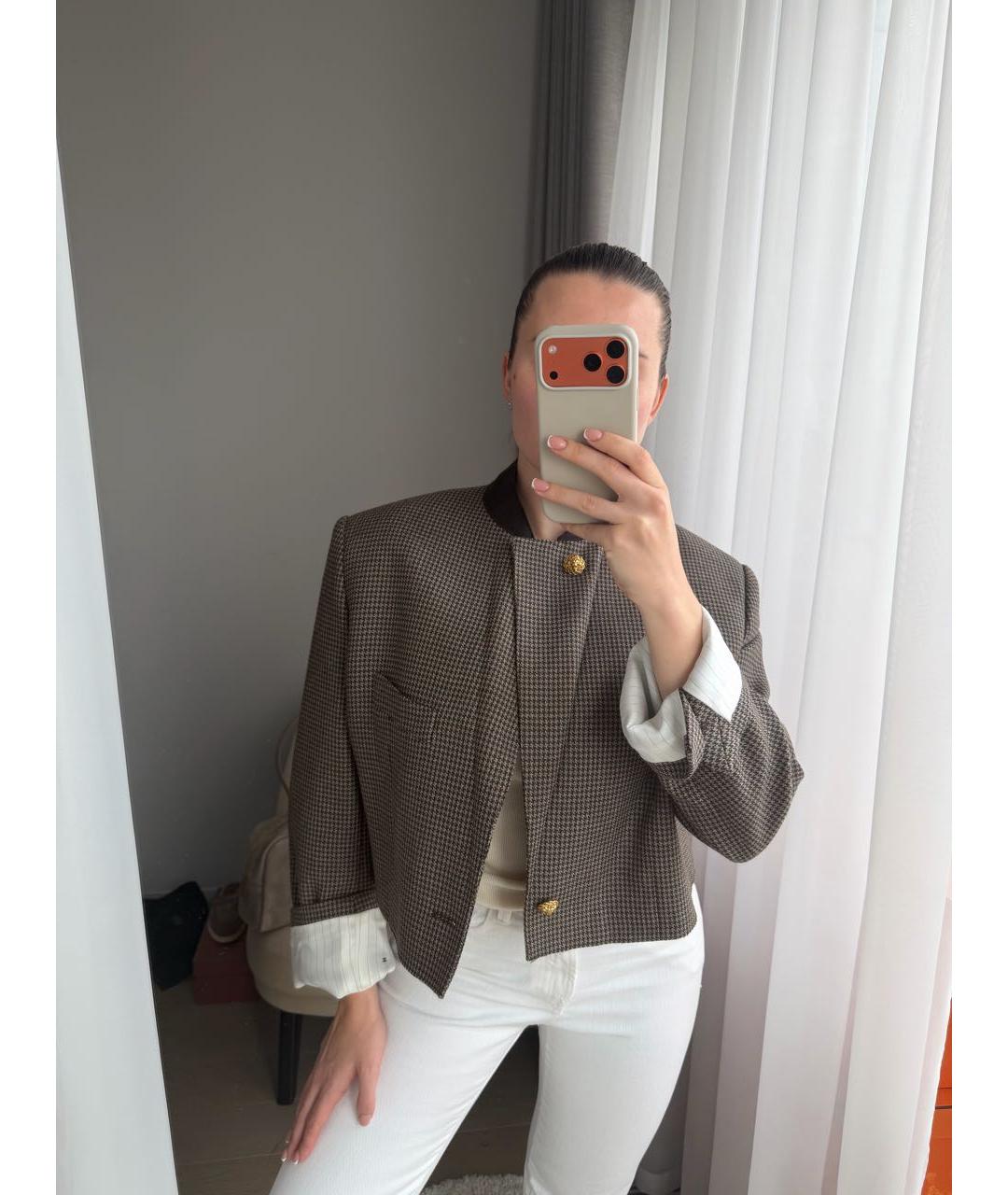 CHANEL Коричневый шерстяной жакет/пиджак, фото 3