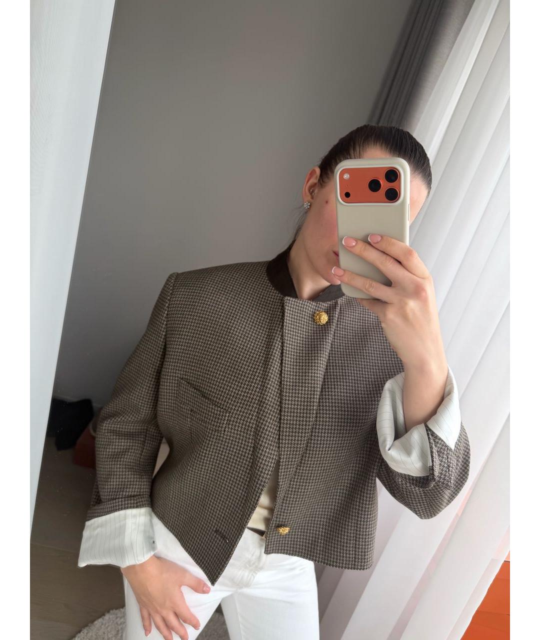 CHANEL Коричневый шерстяной жакет/пиджак, фото 2