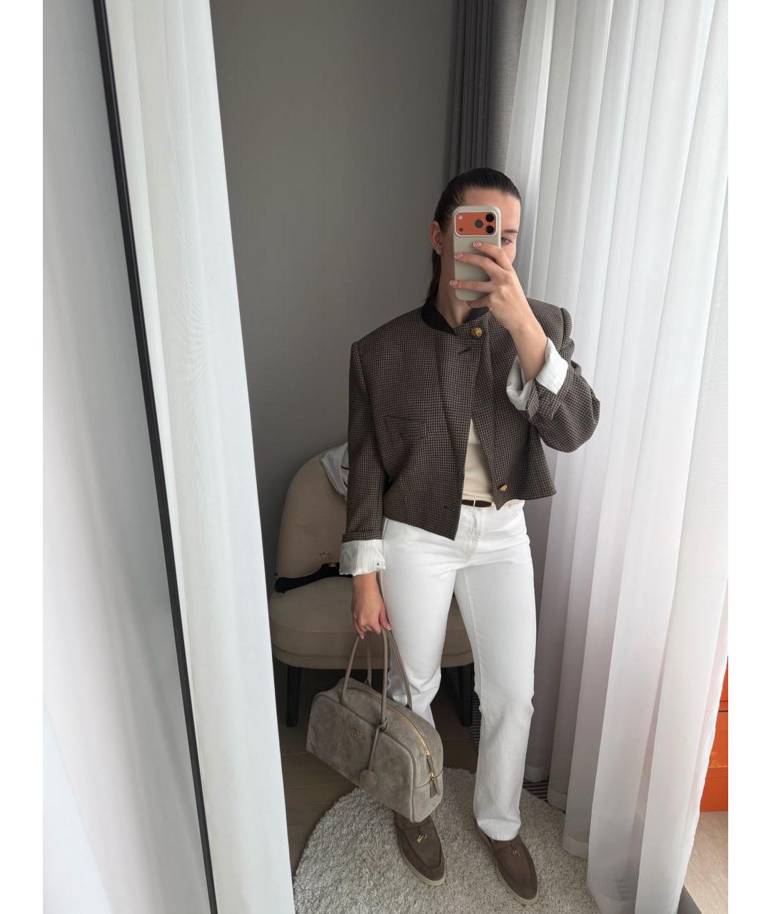 CHANEL Коричневый шерстяной жакет/пиджак, фото 5