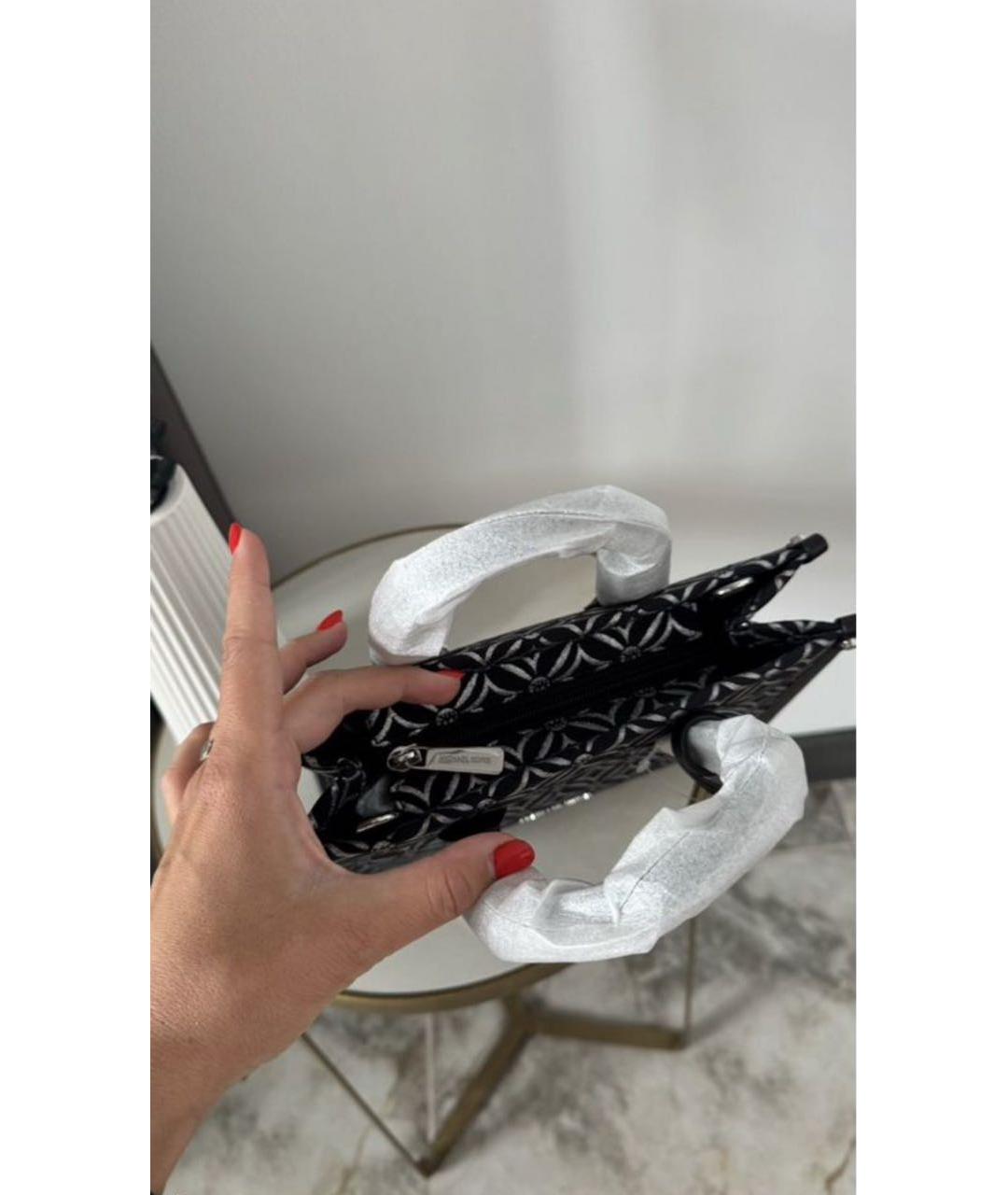 MICHAEL KORS Черная жаккардовая сумка с короткими ручками, фото 3