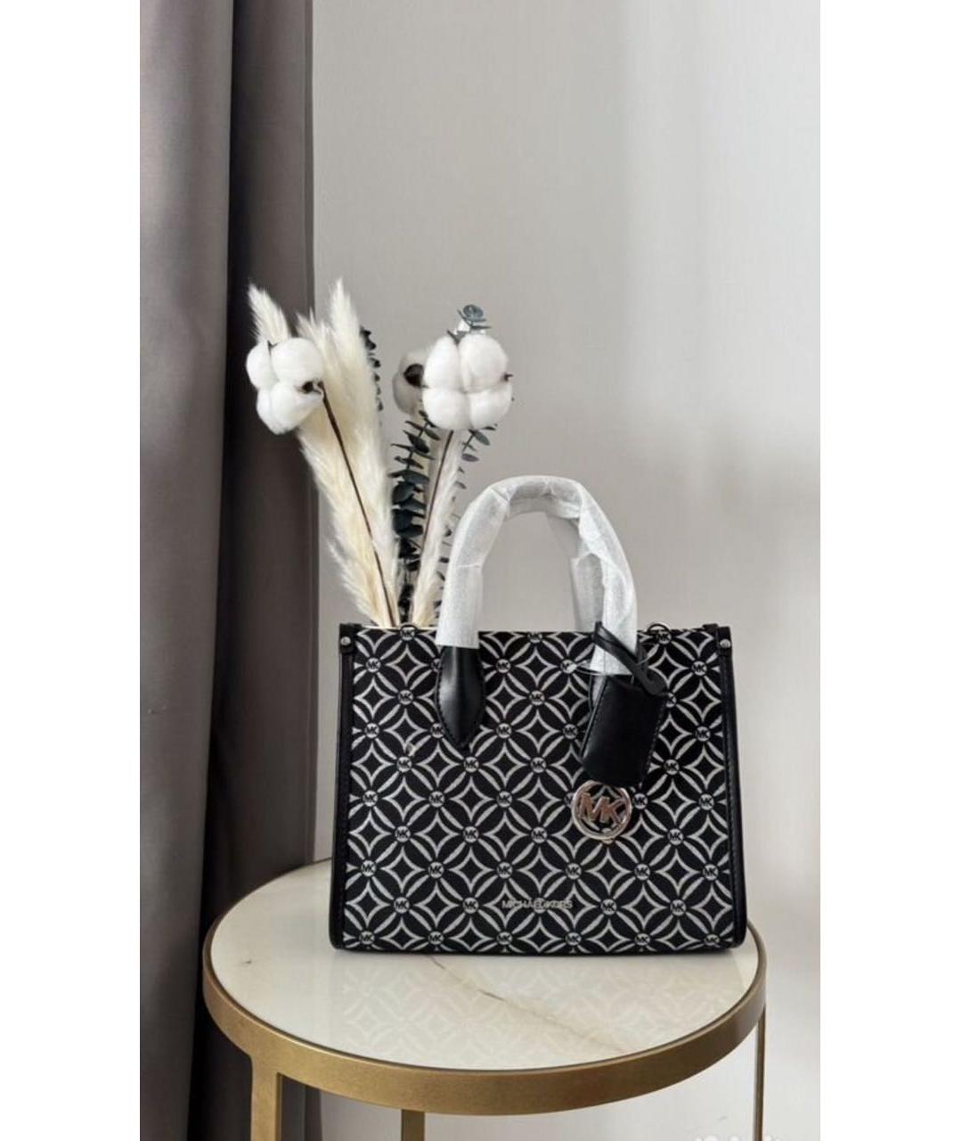 MICHAEL KORS Черная жаккардовая сумка с короткими ручками, фото 6