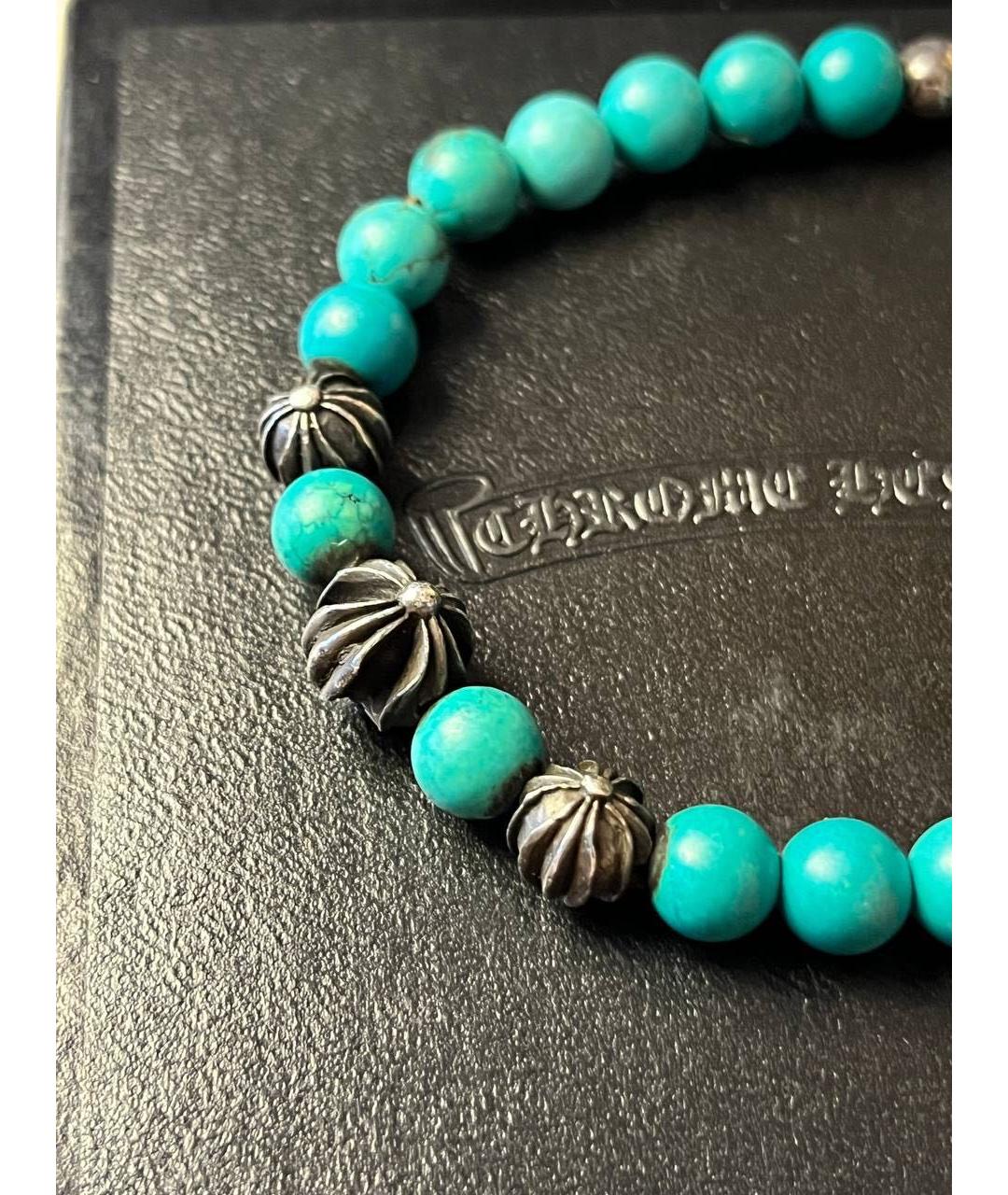 CHROME HEARTS Бирюзовый серебряный браслет, фото 2