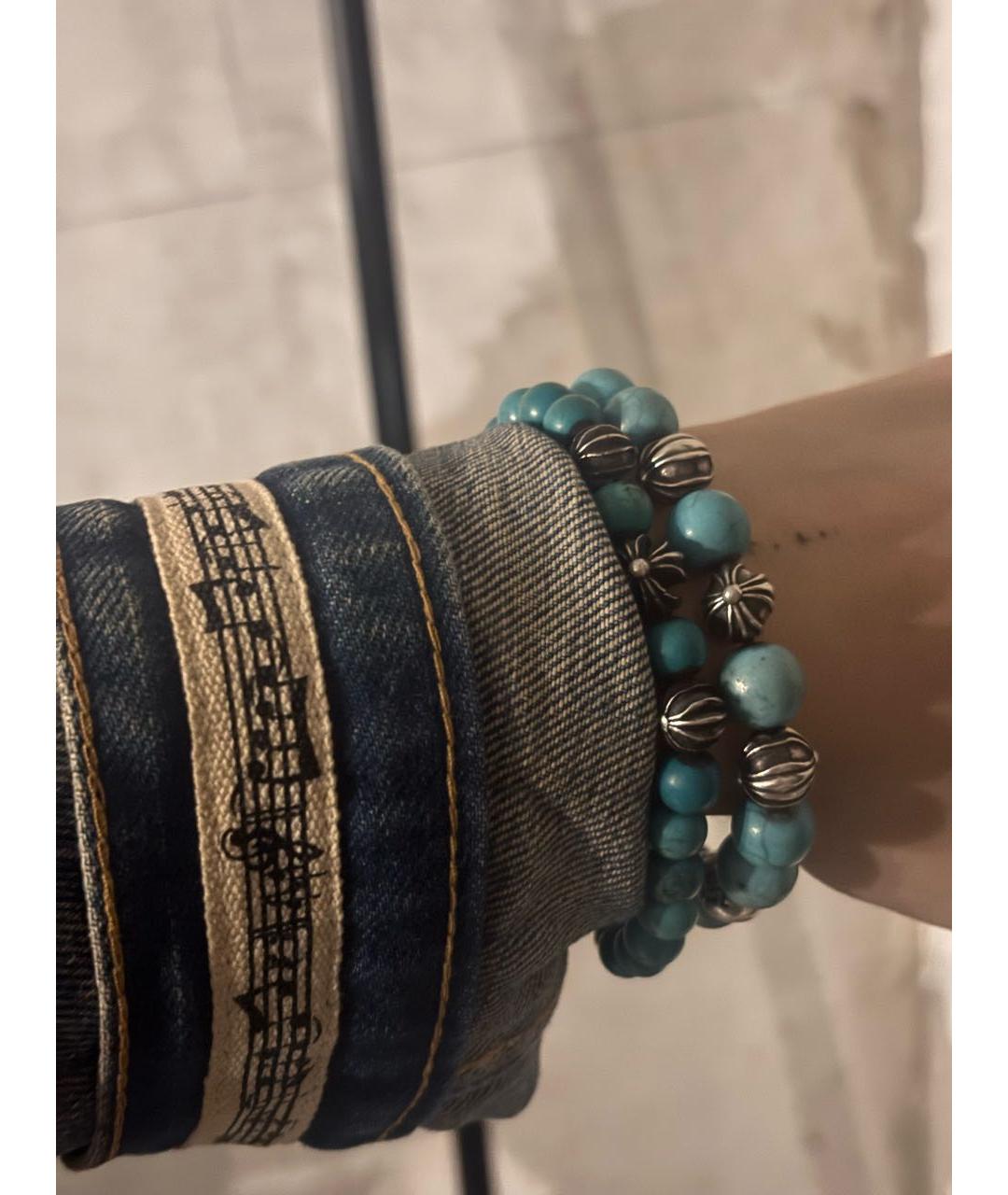 CHROME HEARTS Бирюзовый серебряный браслет, фото 5