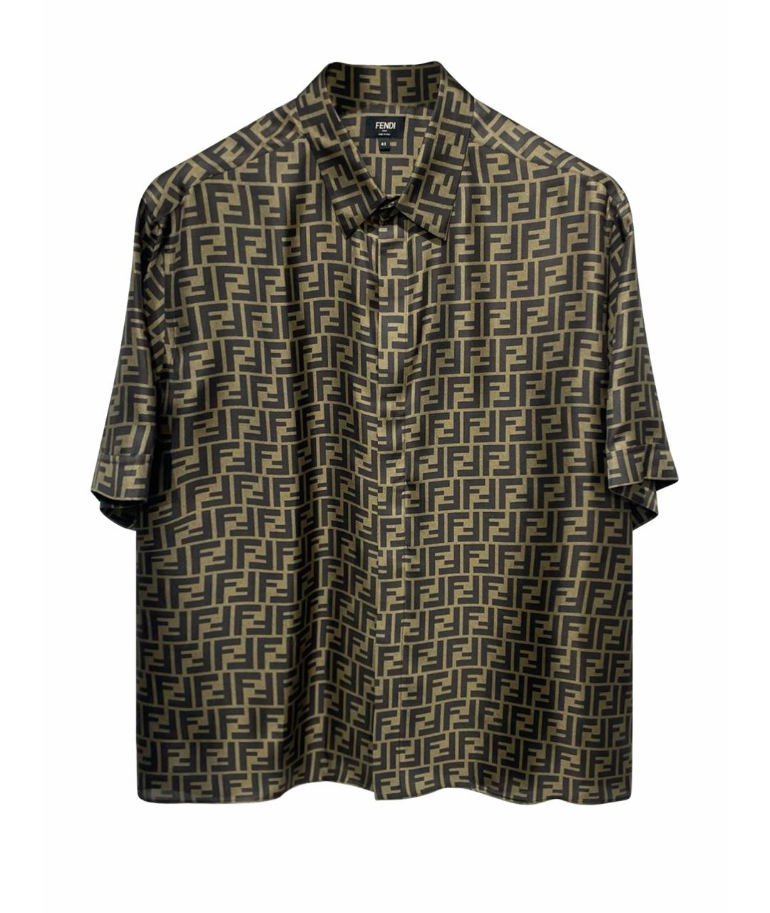 FENDI Коричневая шелковая кэжуал рубашка, фото 1