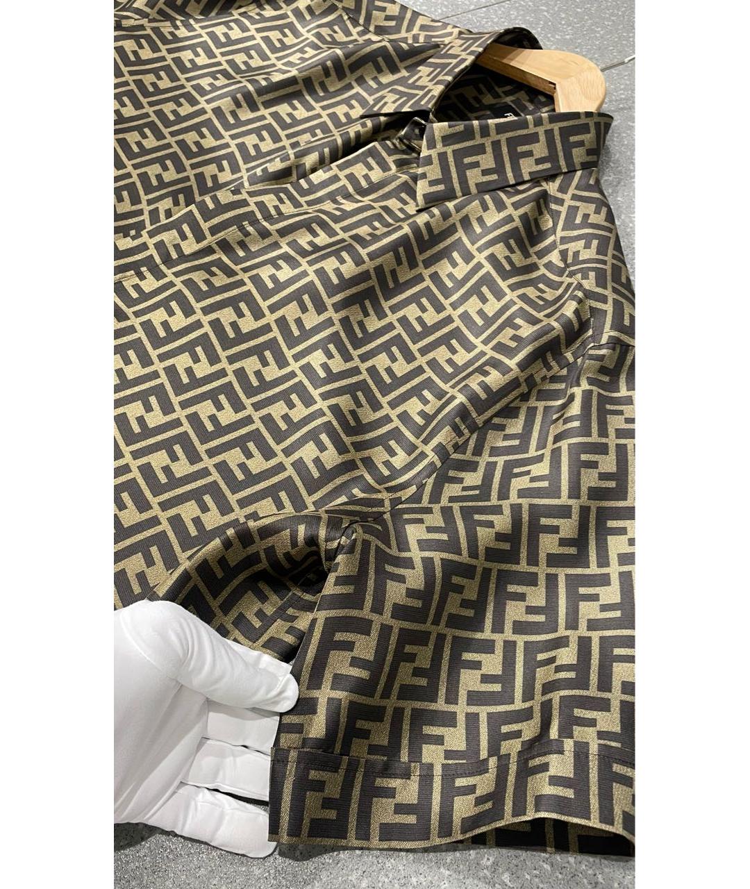 FENDI Коричневая шелковая кэжуал рубашка, фото 6