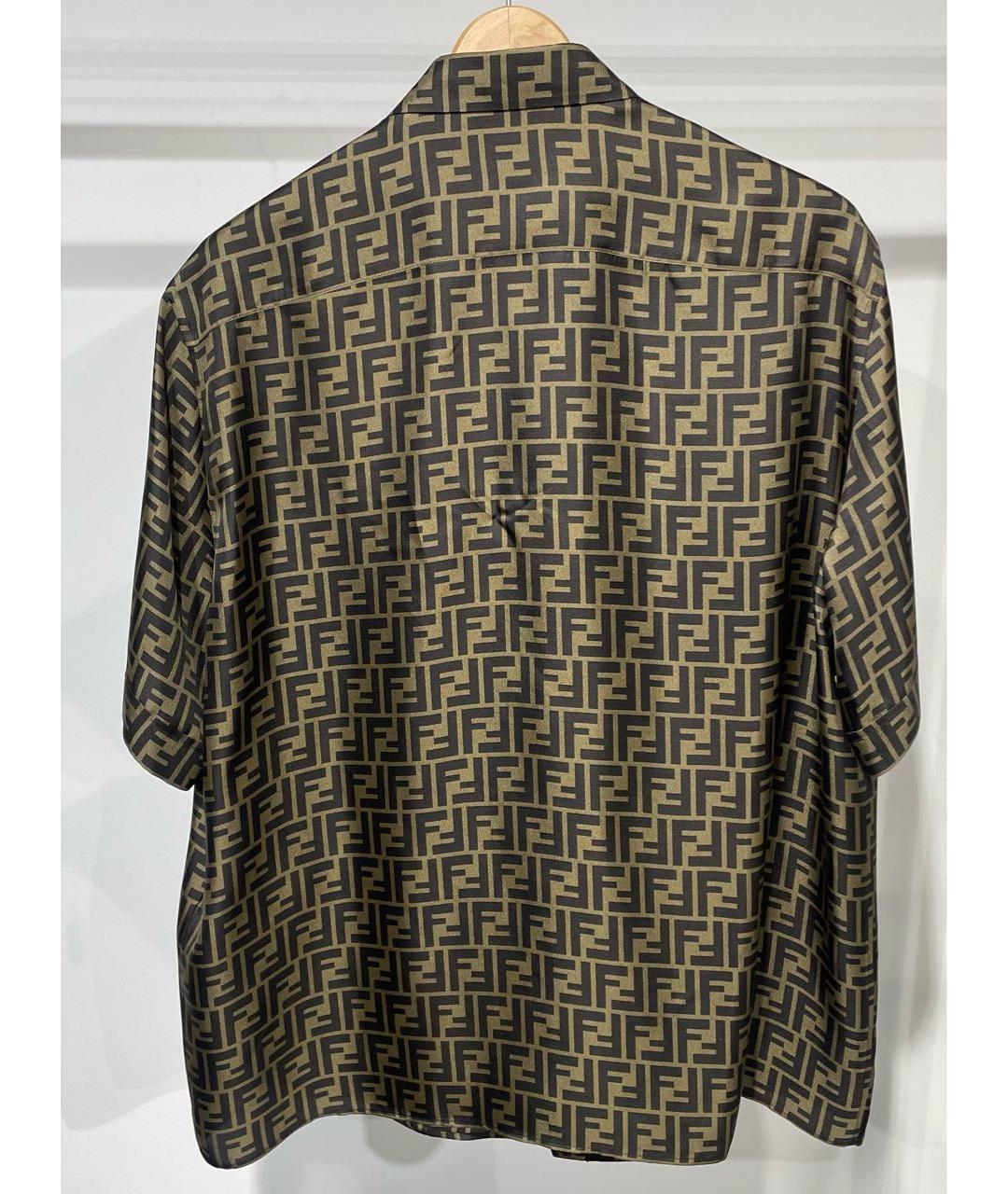 FENDI Коричневая шелковая кэжуал рубашка, фото 2