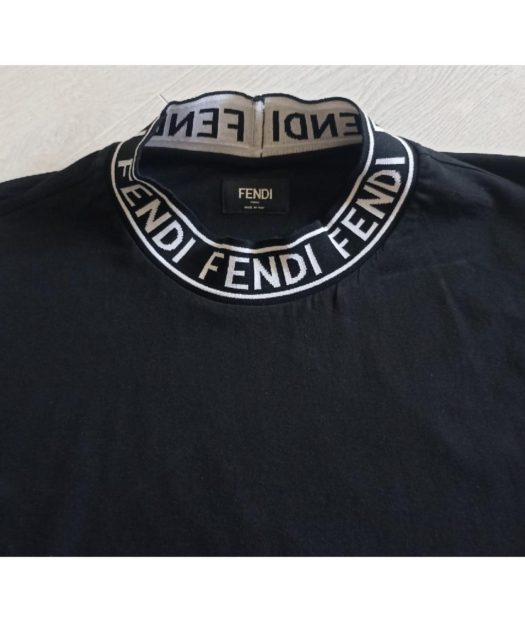 FENDI Черная хлопковая футболка, фото 4