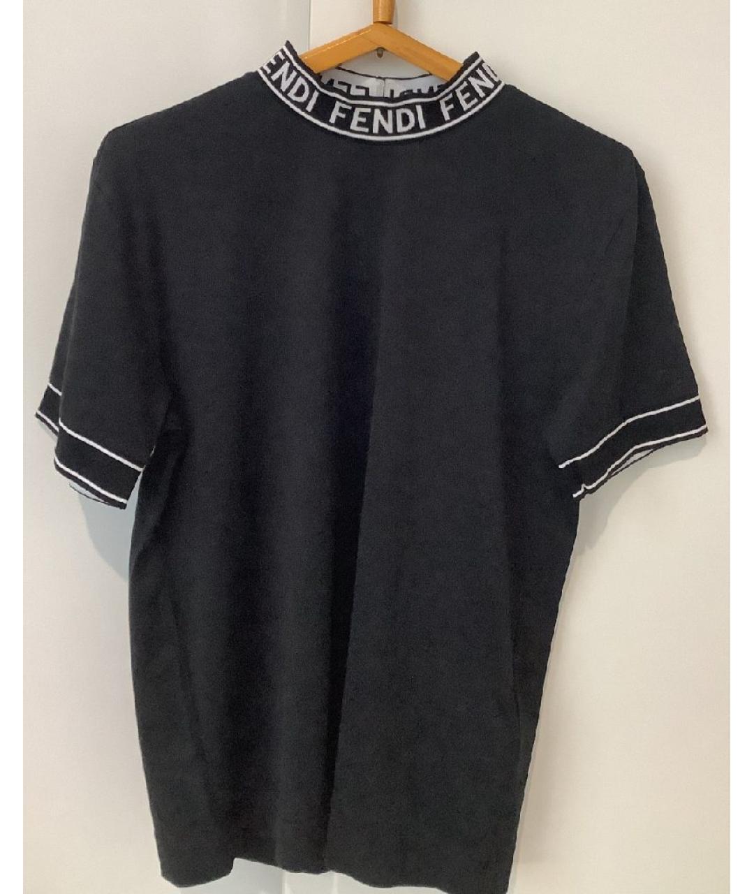 FENDI Черная хлопковая футболка, фото 10