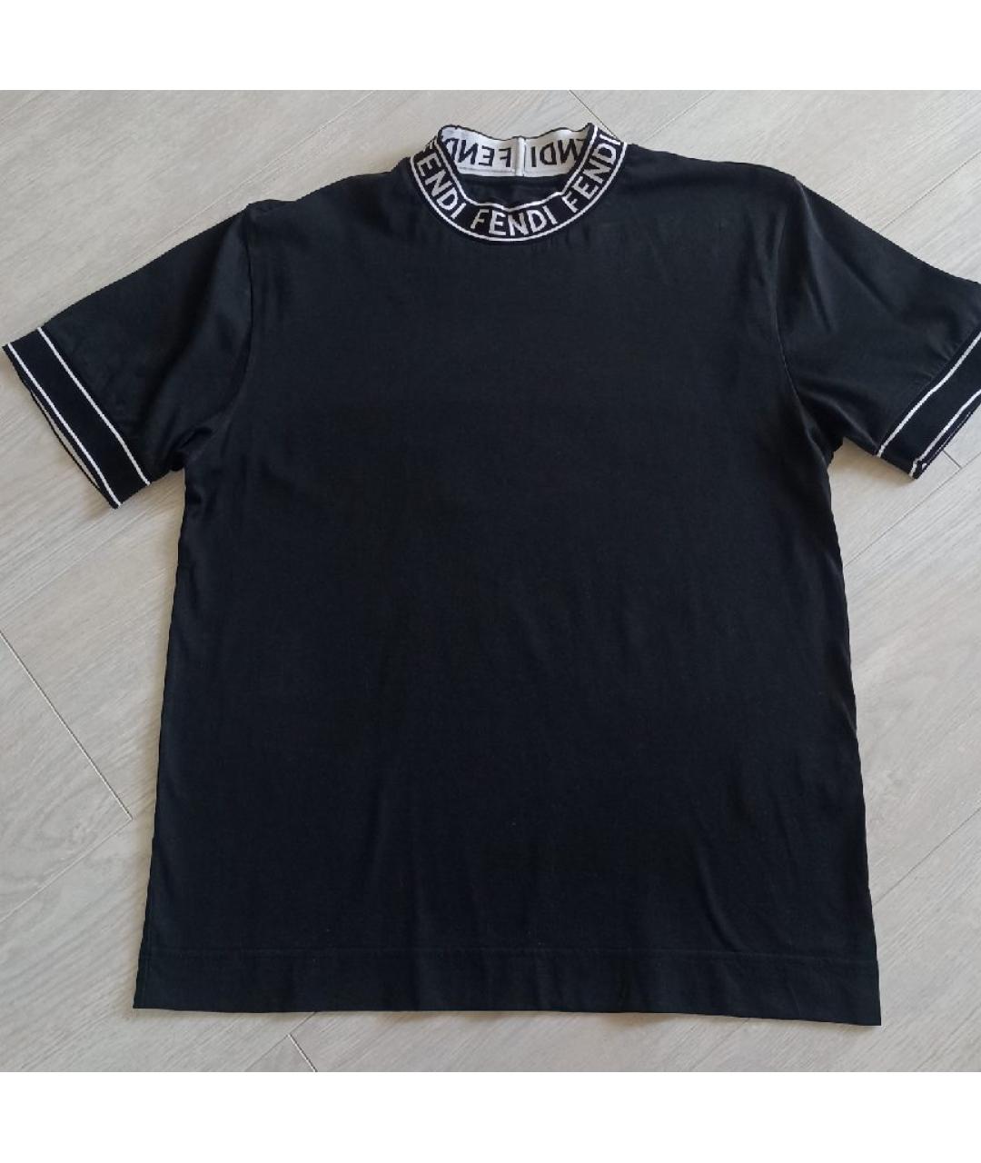 FENDI Черная хлопковая футболка, фото 3