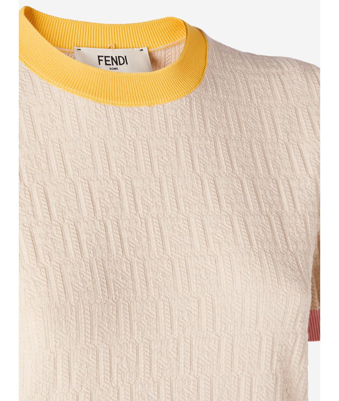 FENDI Бежевый хлопковый джемпер / свитер, фото 3