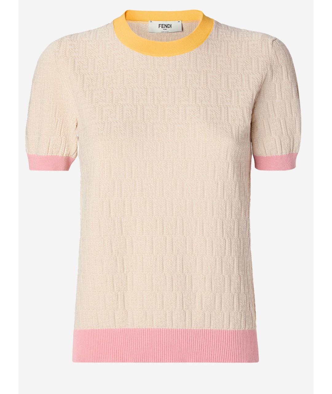 FENDI Бежевый хлопковый джемпер / свитер, фото 4