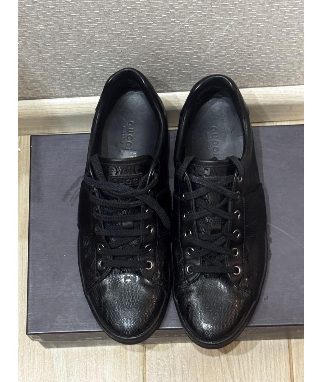 GUCCI Черные кожаные кеды, фото 3