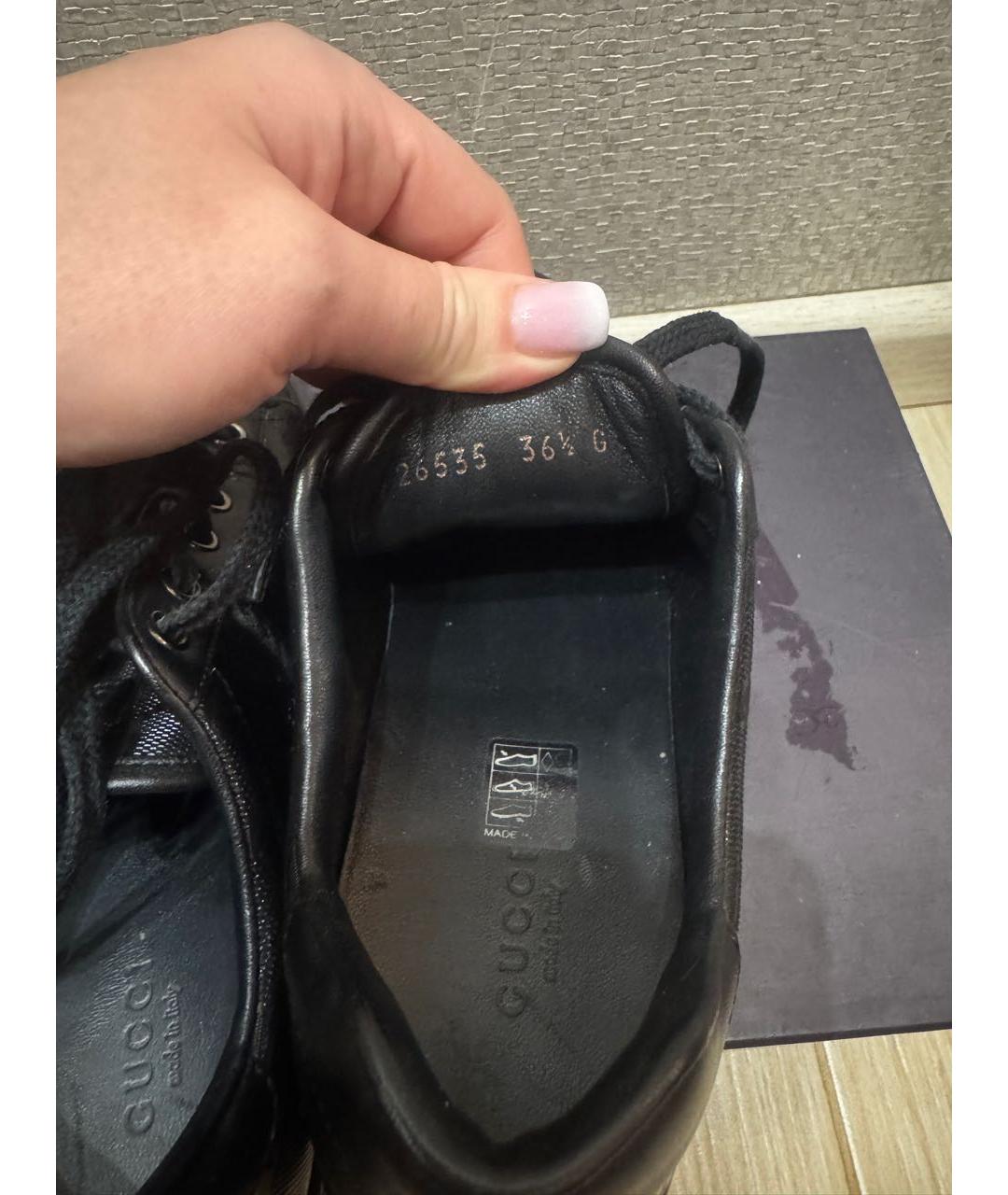 GUCCI Черные кожаные кеды, фото 6