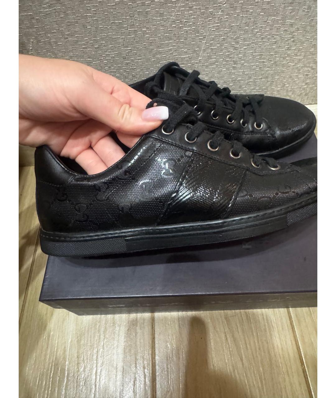 GUCCI Черные кожаные кеды, фото 5