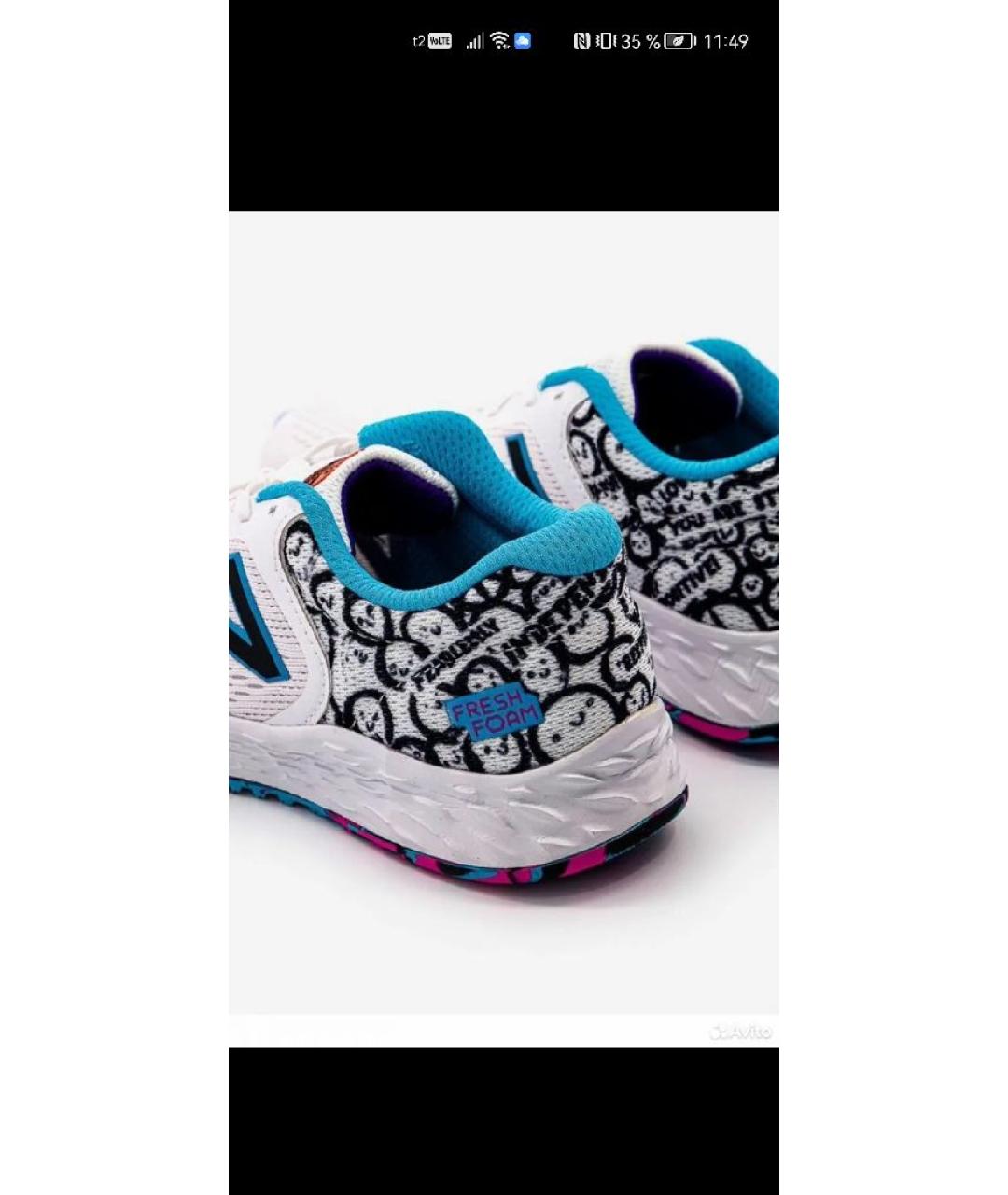 NEW BALANCE Белые текстильные кроссовки, фото 6