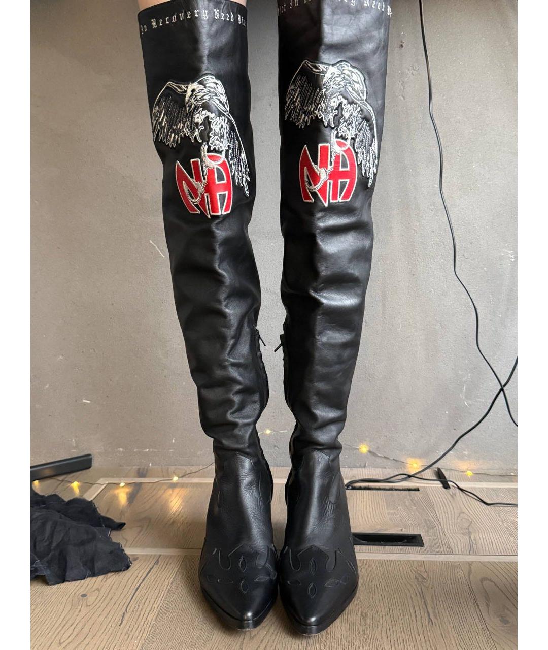 Enfants Riches Déprimés Черные кожаные высокие ботинки, фото 3