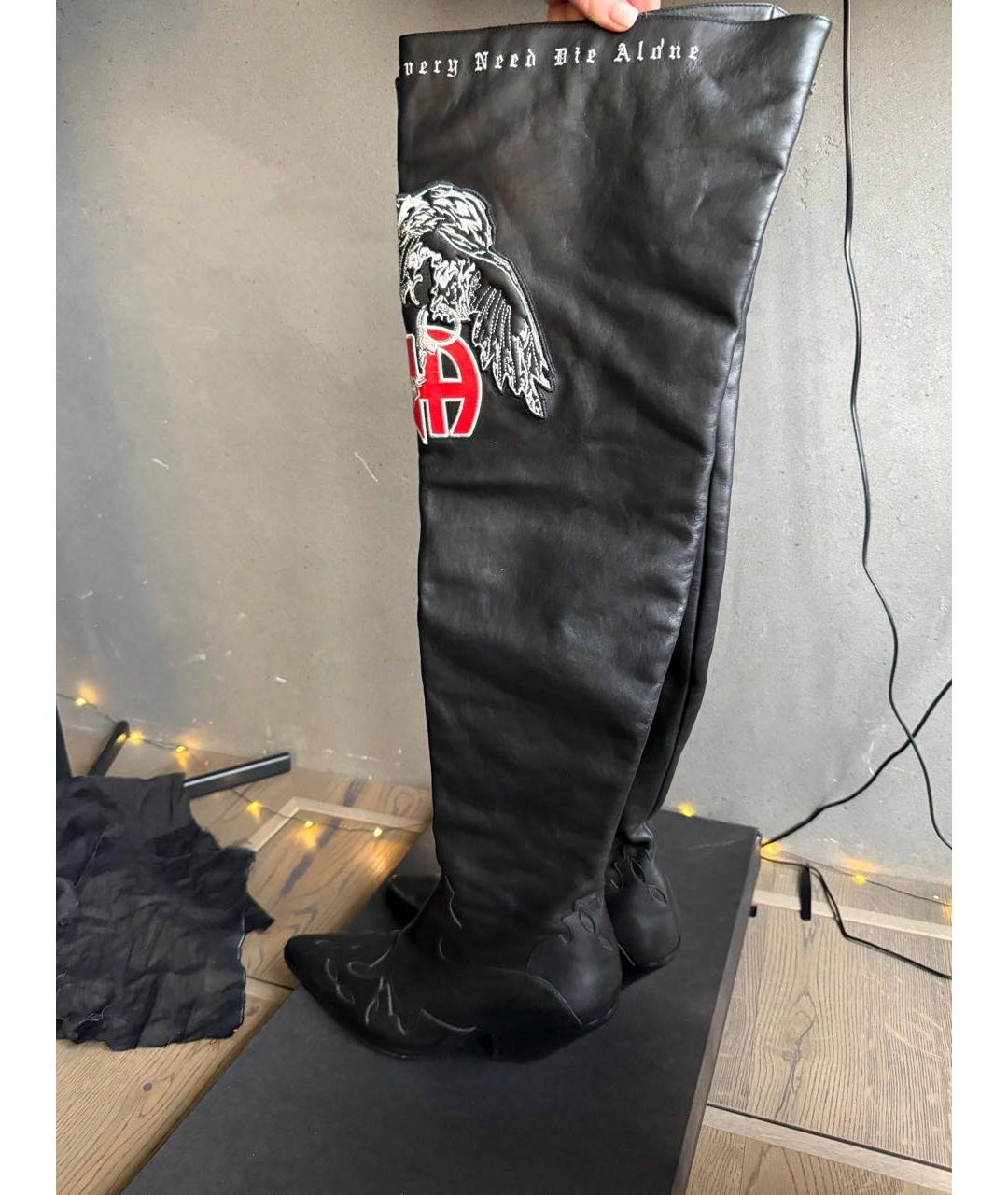 Enfants Riches Déprimés Черные кожаные высокие ботинки, фото 8
