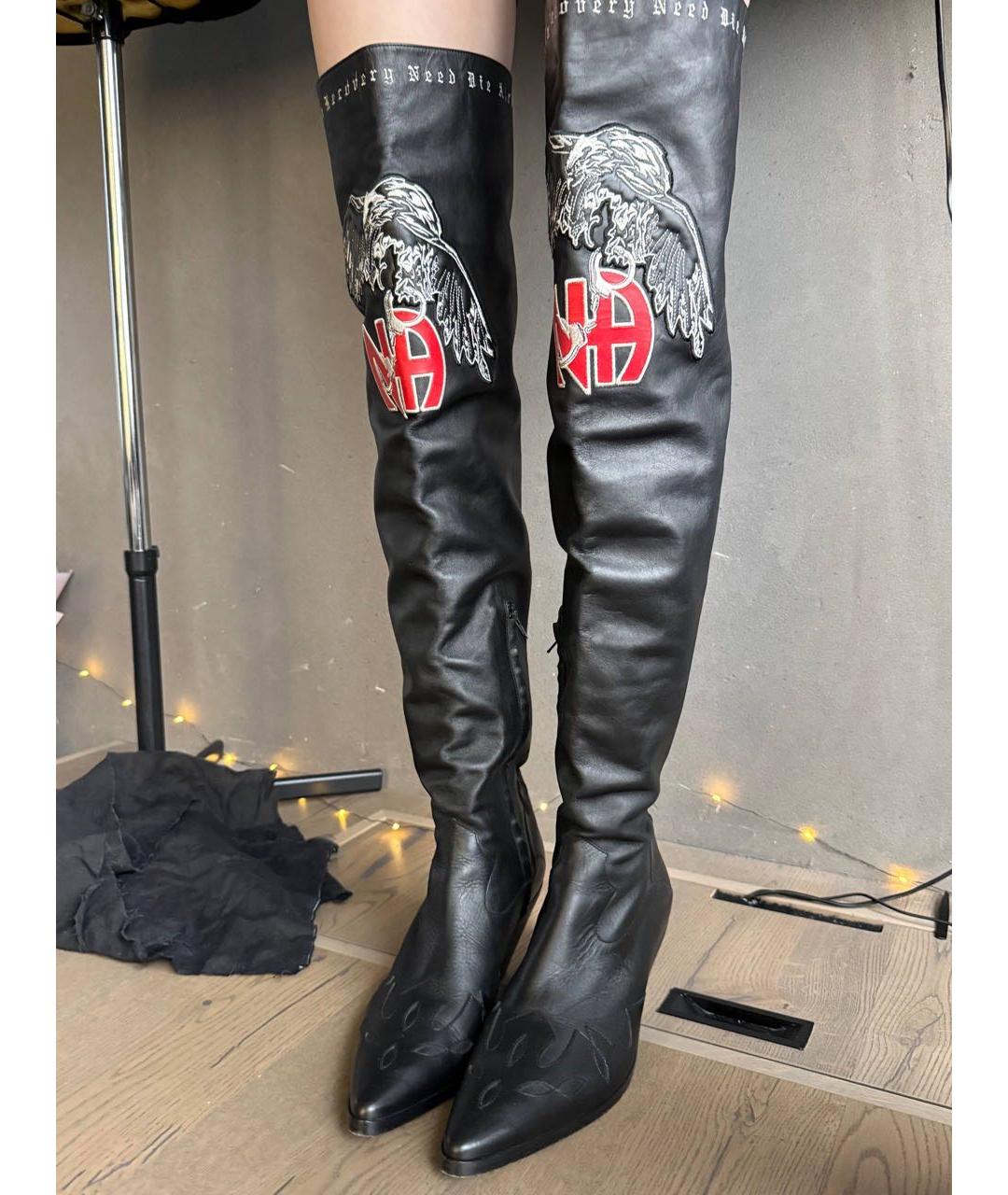 Enfants Riches Déprimés Черные кожаные высокие ботинки, фото 2