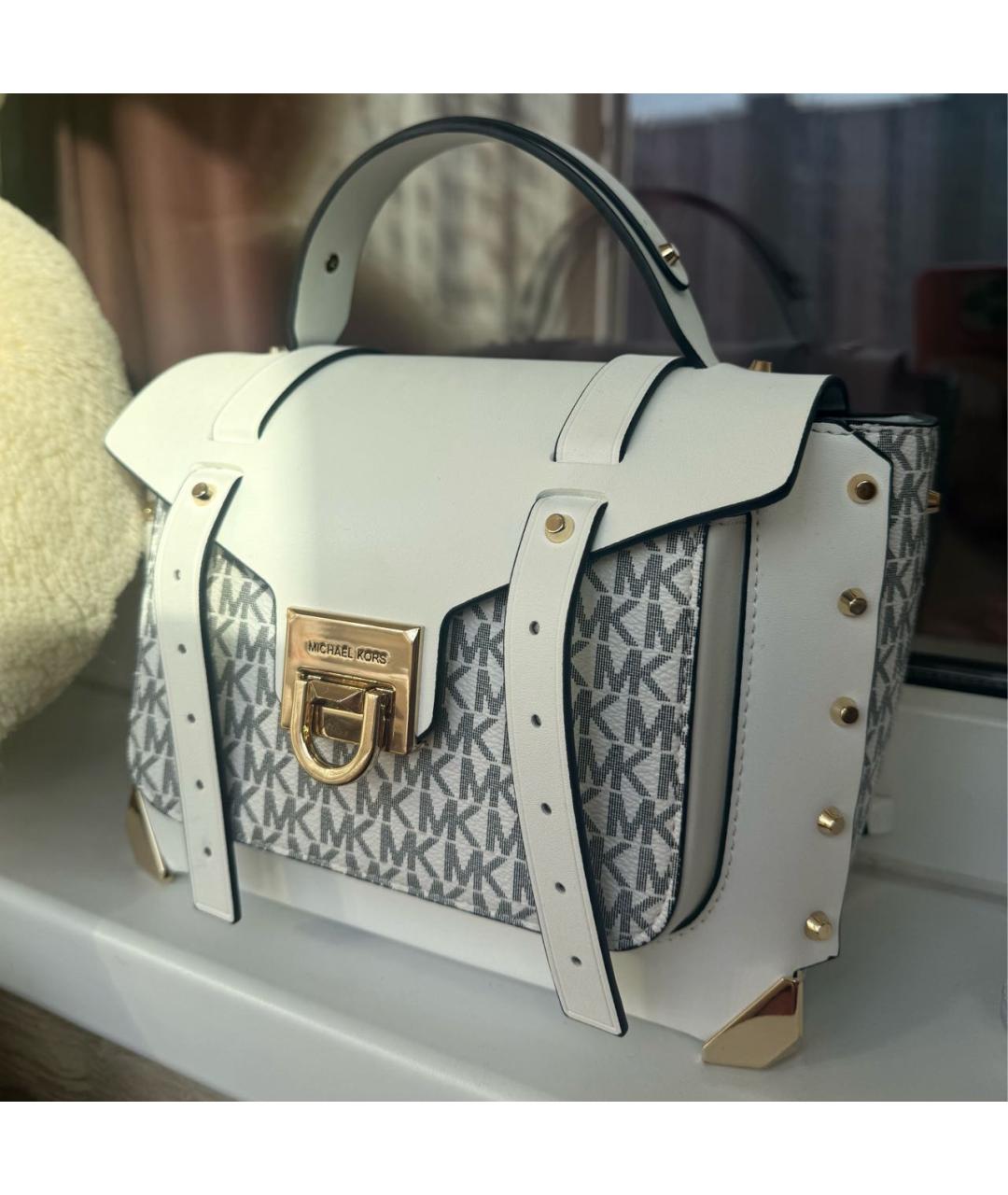 MICHAEL KORS Белая кожаная сумка с короткими ручками, фото 2