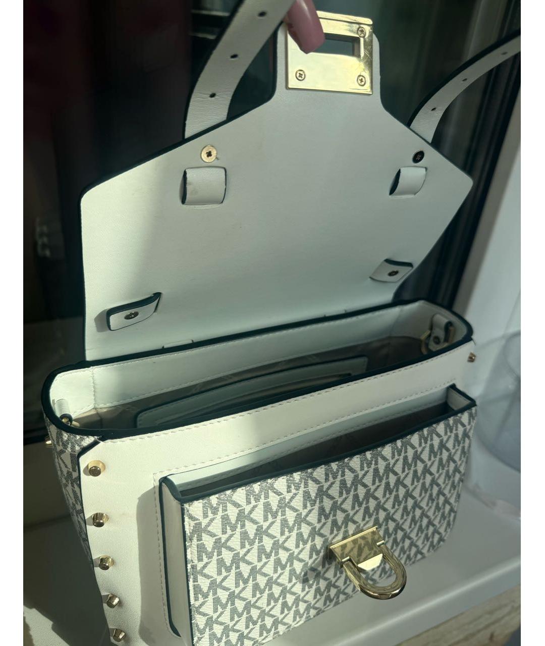 MICHAEL KORS Белая кожаная сумка с короткими ручками, фото 3