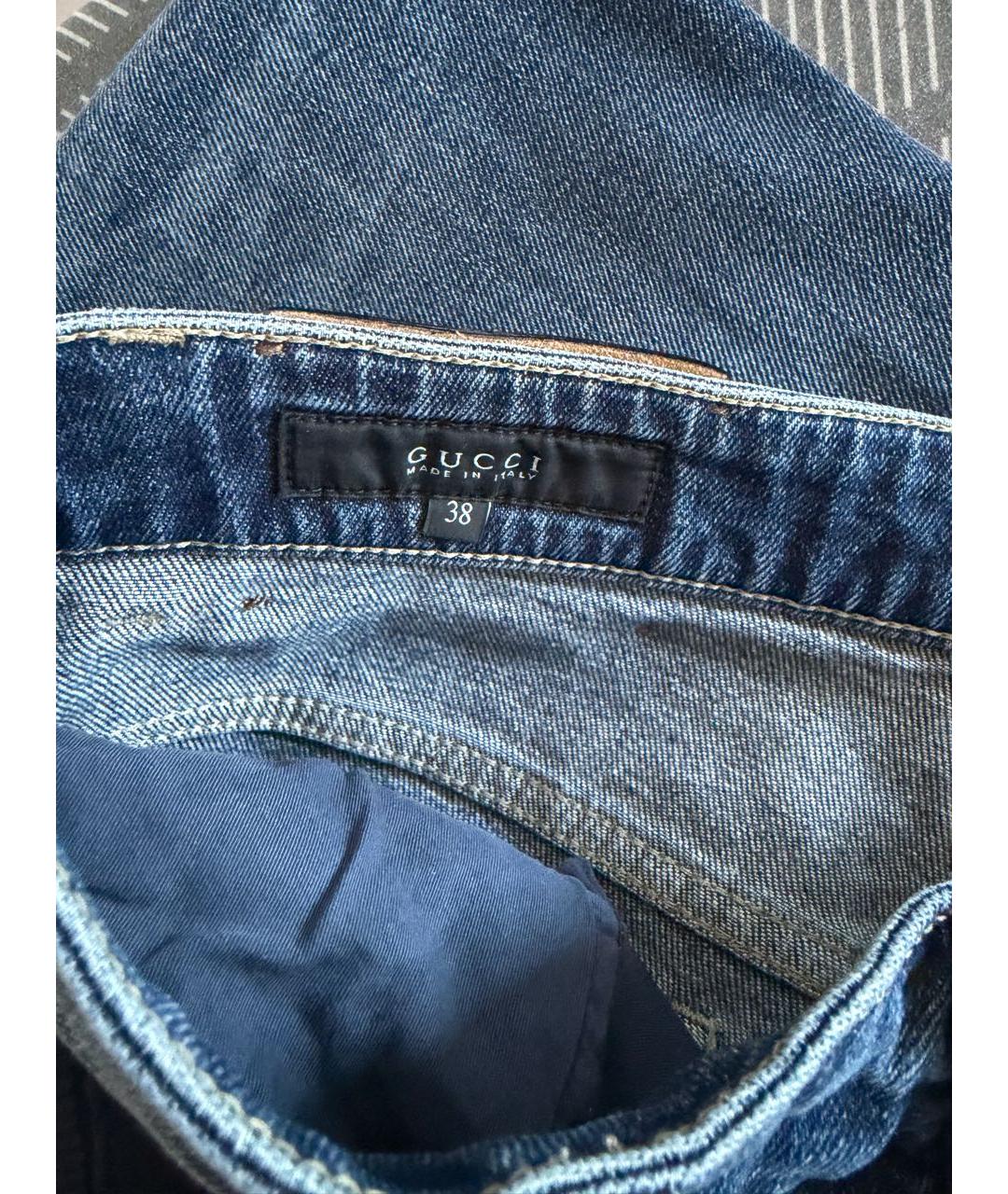 GUCCI Синие хлопковые джинсы клеш, фото 3