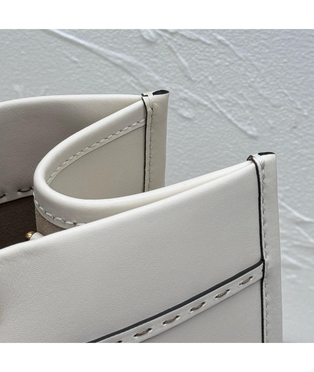 FENDI Белая кожаная сумка тоут, фото 5
